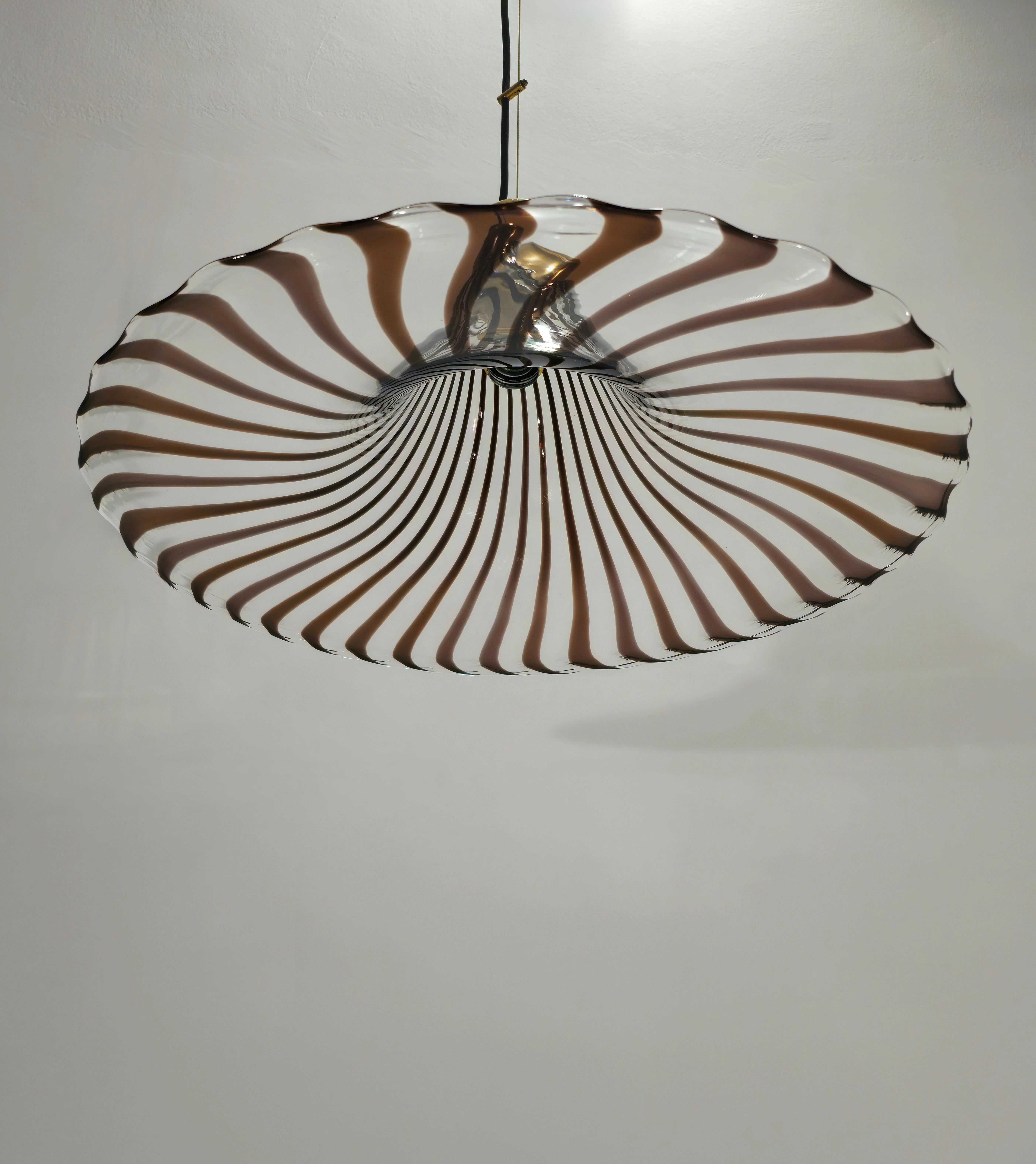 Murano Glass Pendant Lamp Lino Tagliapietra Mid-Century Modern Design Italy 70s In Good Condition In Palermo, IT