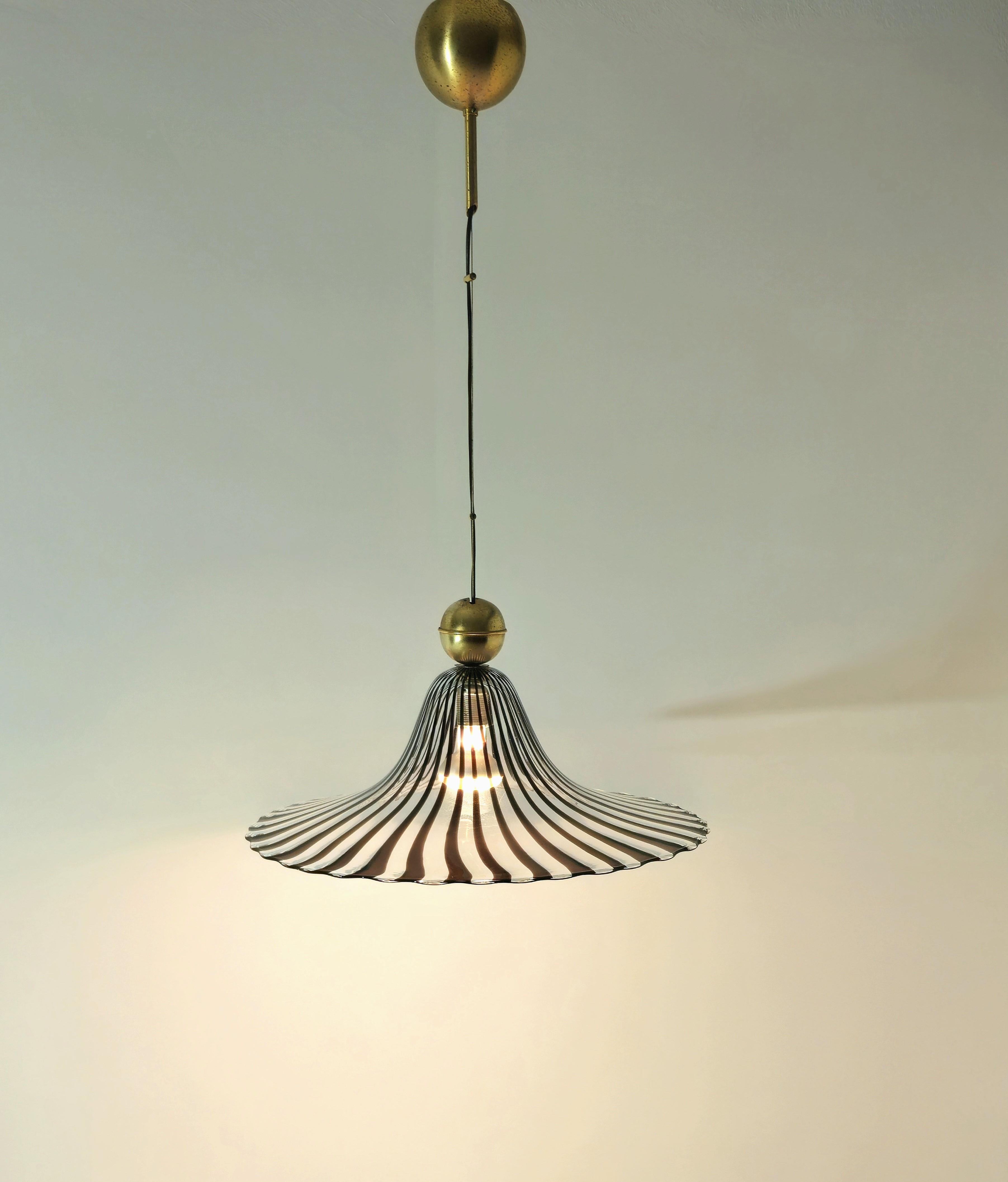 Murano Glass Pendant Lamp Lino Tagliapietra Mid-Century Modern Design Italy 70s In Good Condition In Palermo, IT
