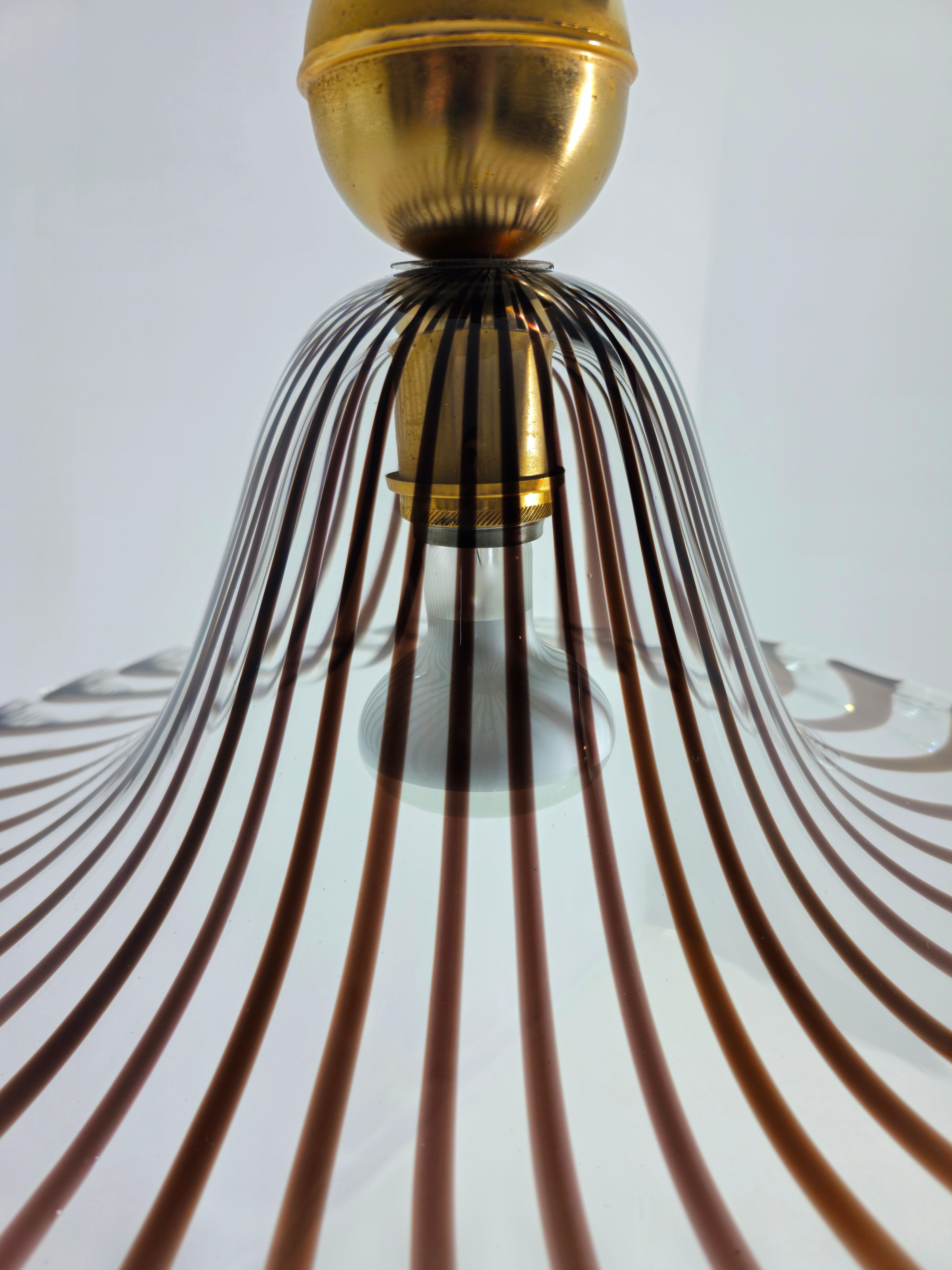 Murano Glass Pendant Lamp Lino Tagliapietra Mid-Century Modern Design Italy 70s 3