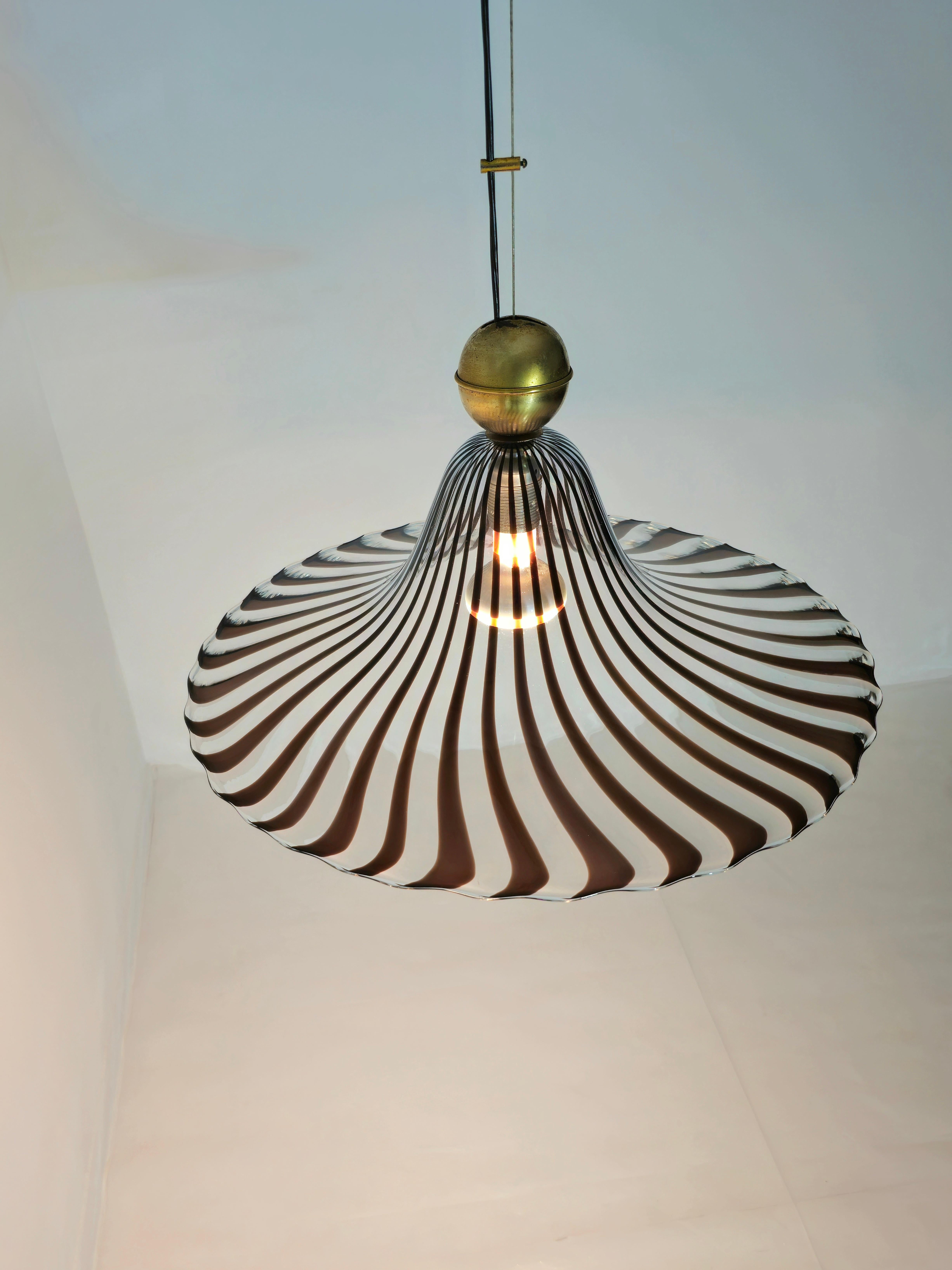 Murano Glass Pendant Lamp Lino Tagliapietra Mid-Century Modern Design Italy 70s 3