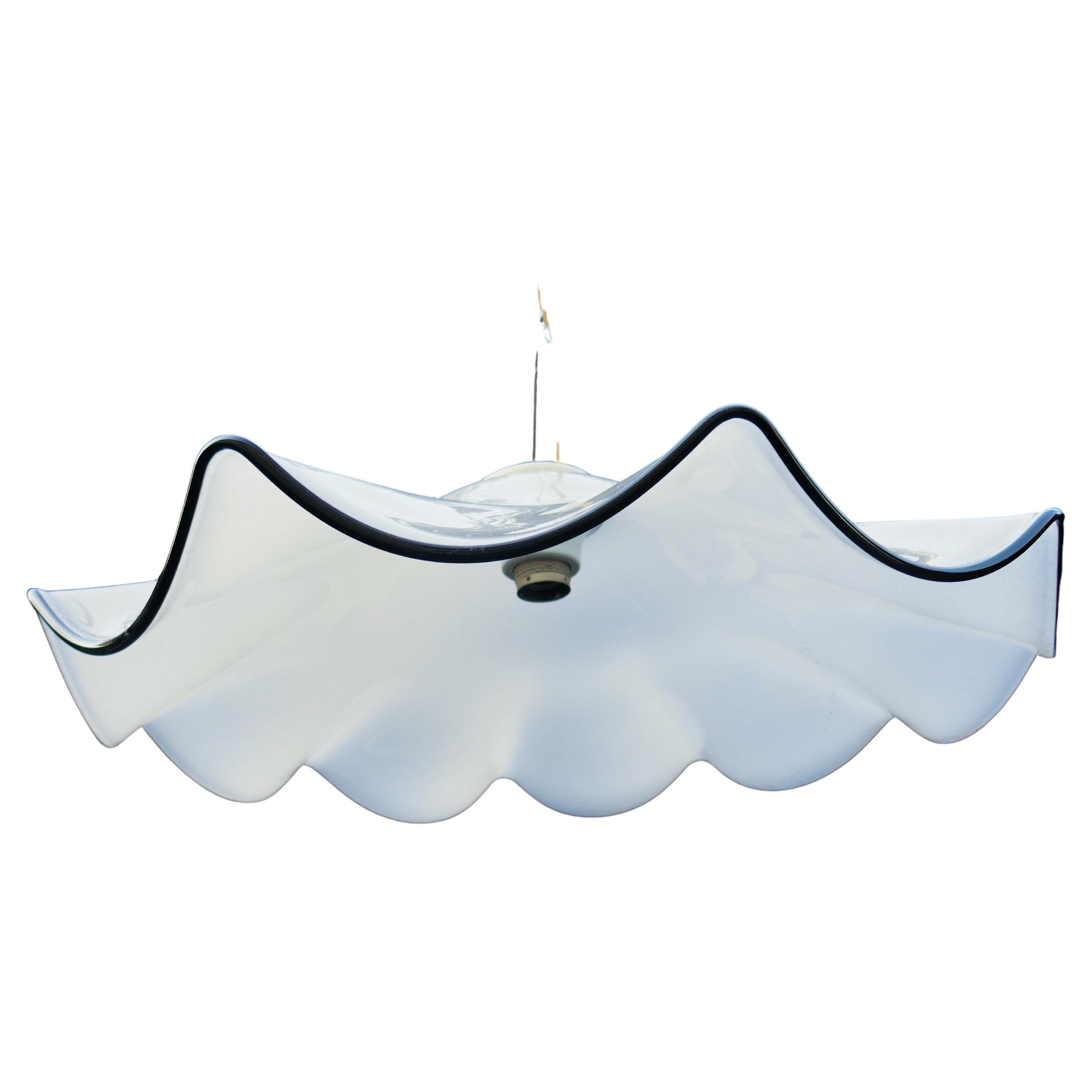 Lampe suspendue en verre de Murano avec inclusions d'argent Bon état - En vente à Lugo, IT