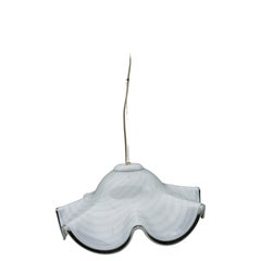 Murano glass pendant lamp with spiral vortex glass.