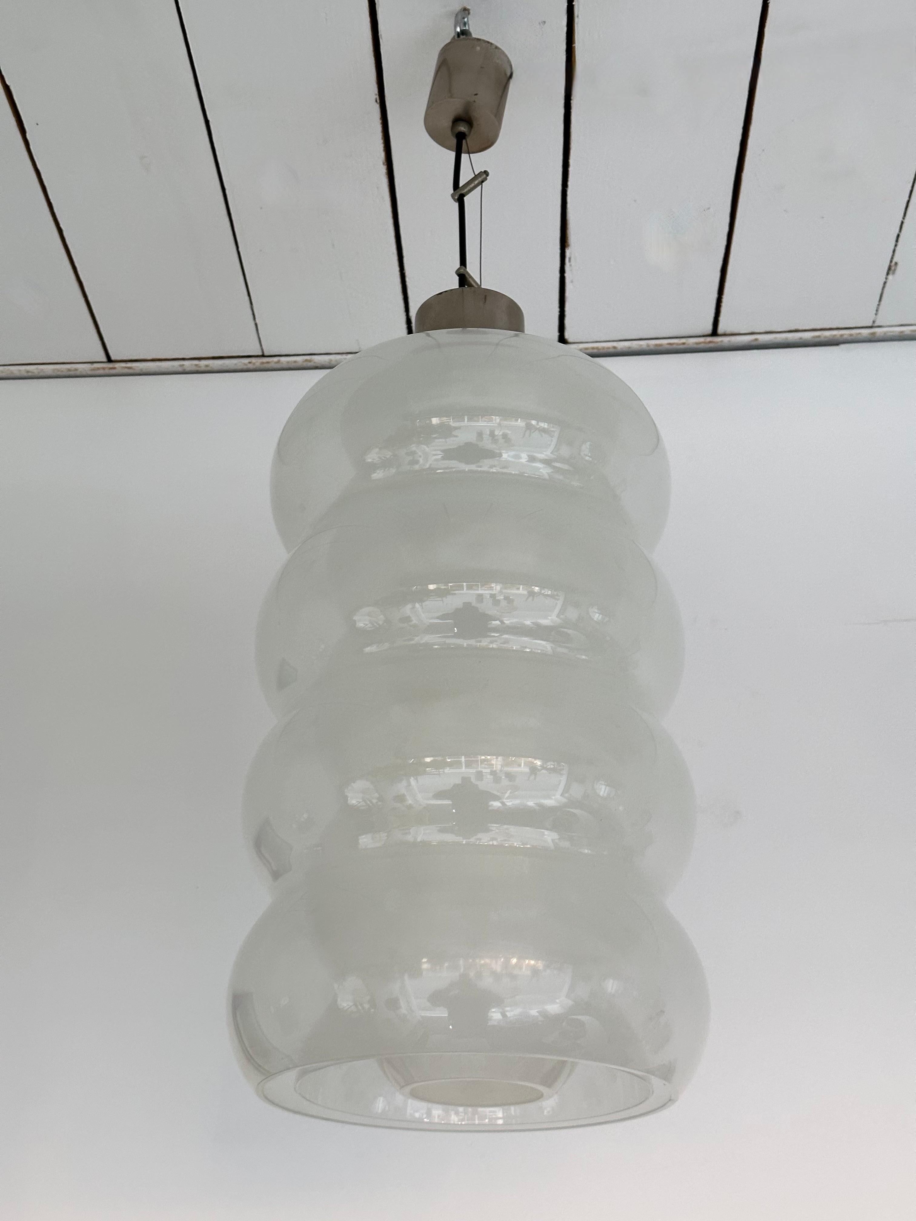 Metal Murano Glass Pendant Light by Carlo Nason for Mazzega, Italy, 1970s