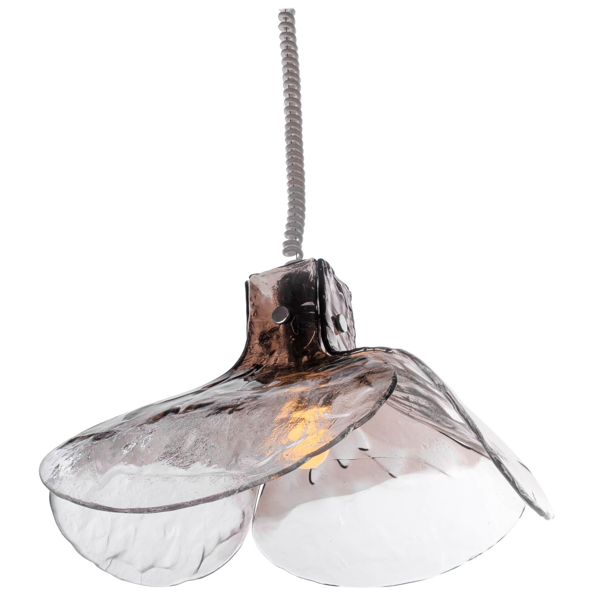 1960 Italie Mazzega Tulip Suspension Lamp Smoked Murano Glass by Carlo Nason