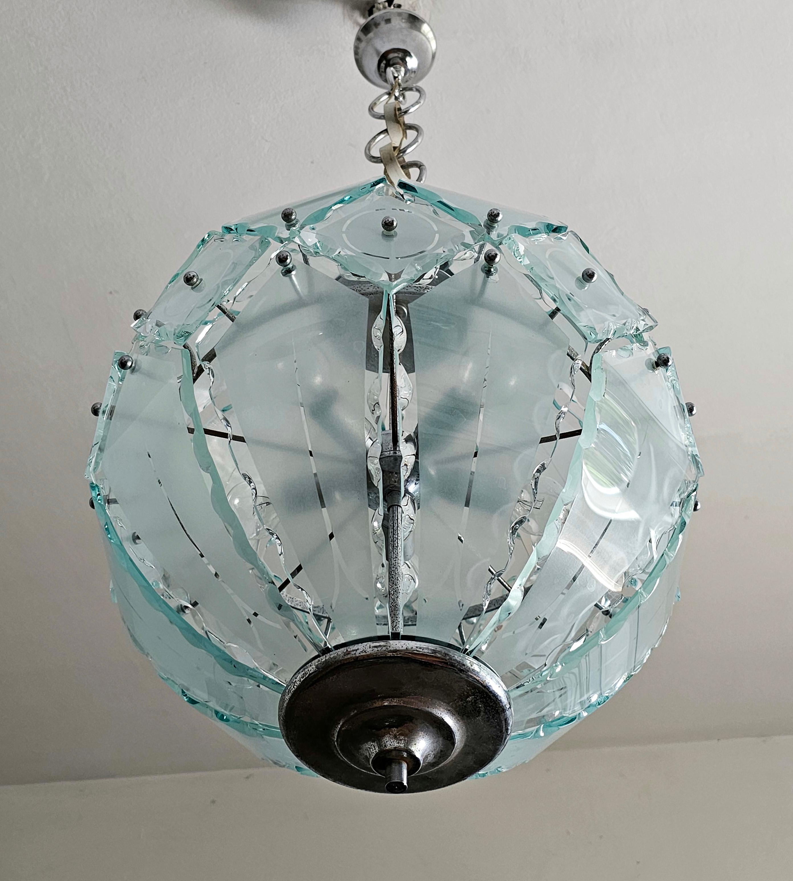 Murano Glass Pendant Light by Fontana Arte and Zero Quattro, Italy 1970s For Sale 2