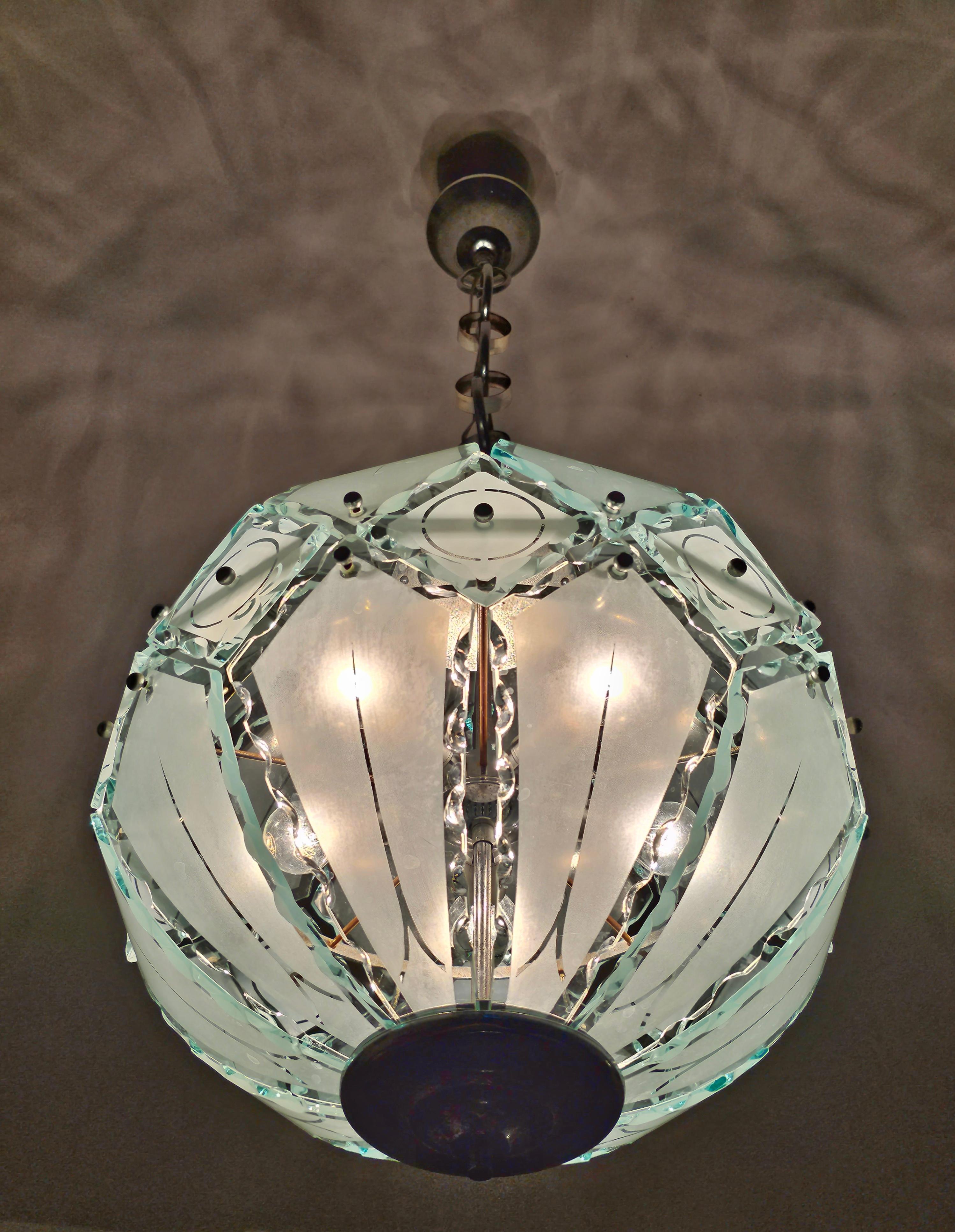 Murano Glass Pendant Light by Fontana Arte and Zero Quattro, Italy 1970s For Sale 3