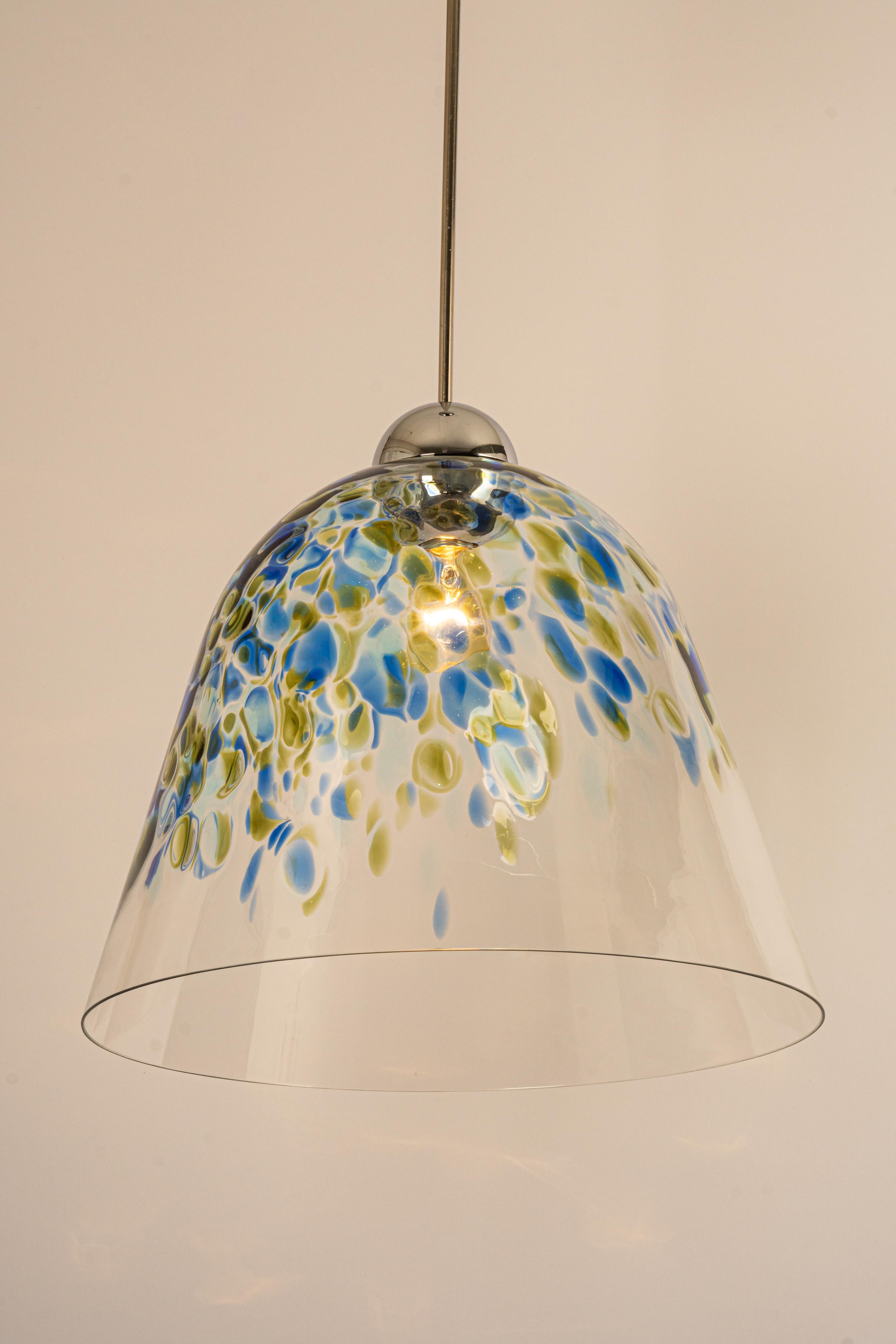 Chrome Murano Glass Pendant Light Designed by Kalmar, Austria, 1970s For Sale