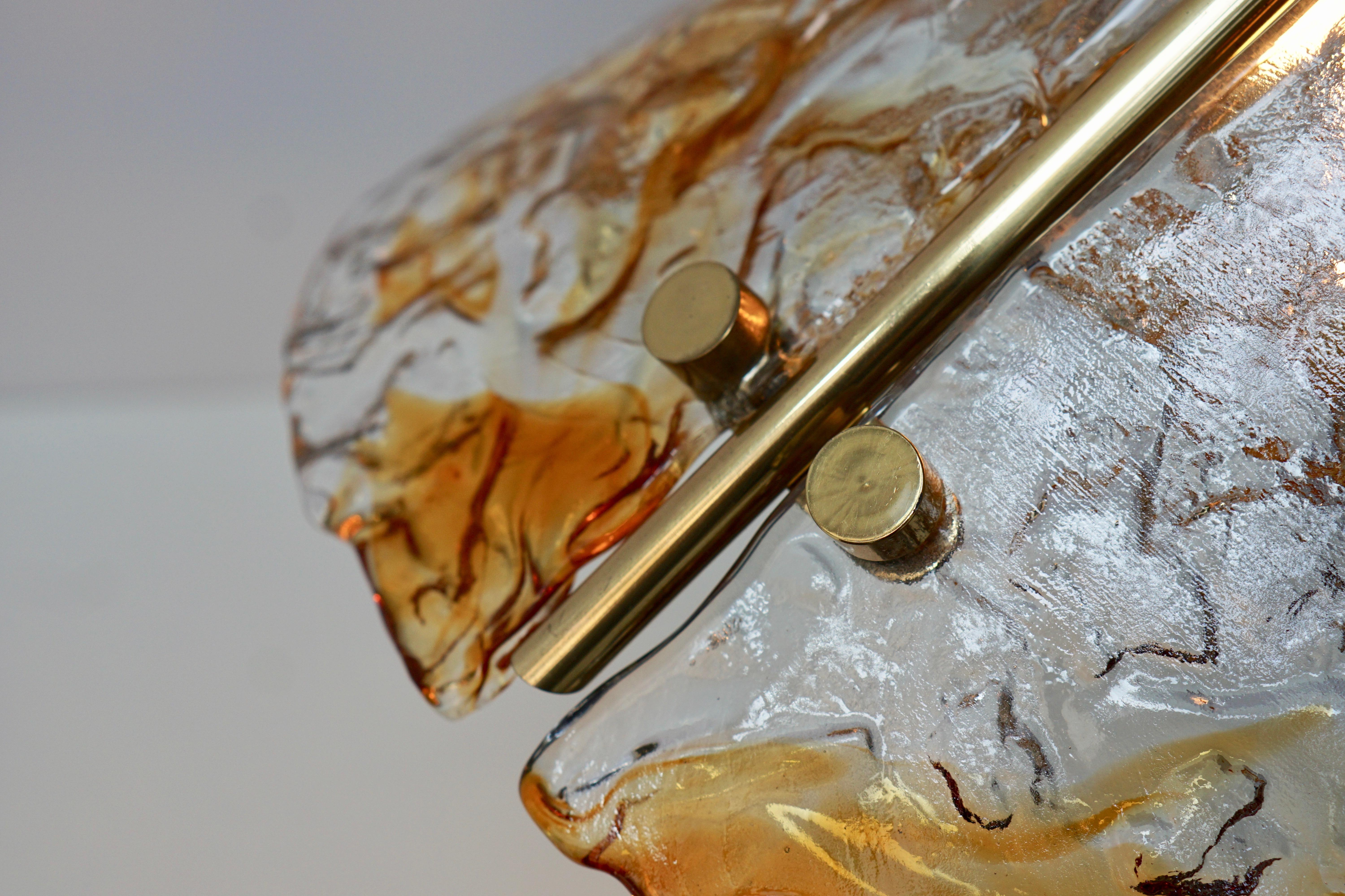 Brass Murano Glass Pendant Light, Italy For Sale