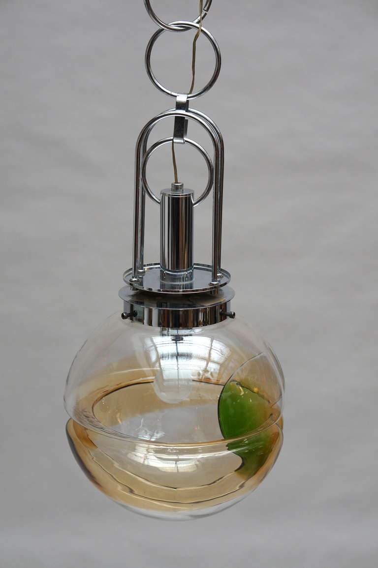 Mid-Century Modern Lampe à suspension en verre de Murano, Italie en vente