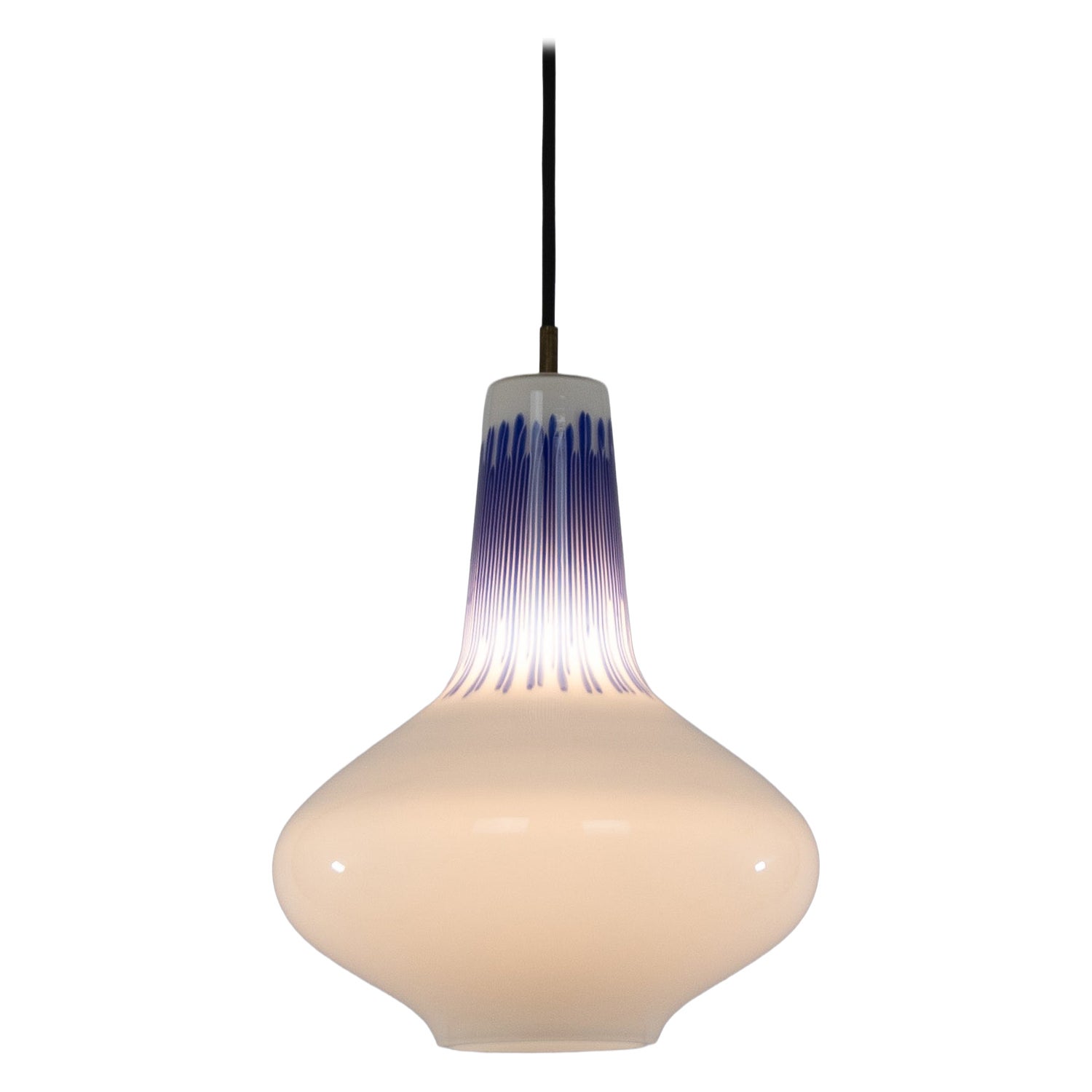 Murano glass pendant with blue stripes by Massimo Vignelli for Venini, 1950s
