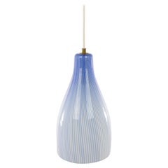 Murano Glass Pendant with Blue Stripes by Venini, 1960s
