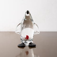 Murano Glass Penguin and goldfish Sculpture, Handmade in Italy original vintage