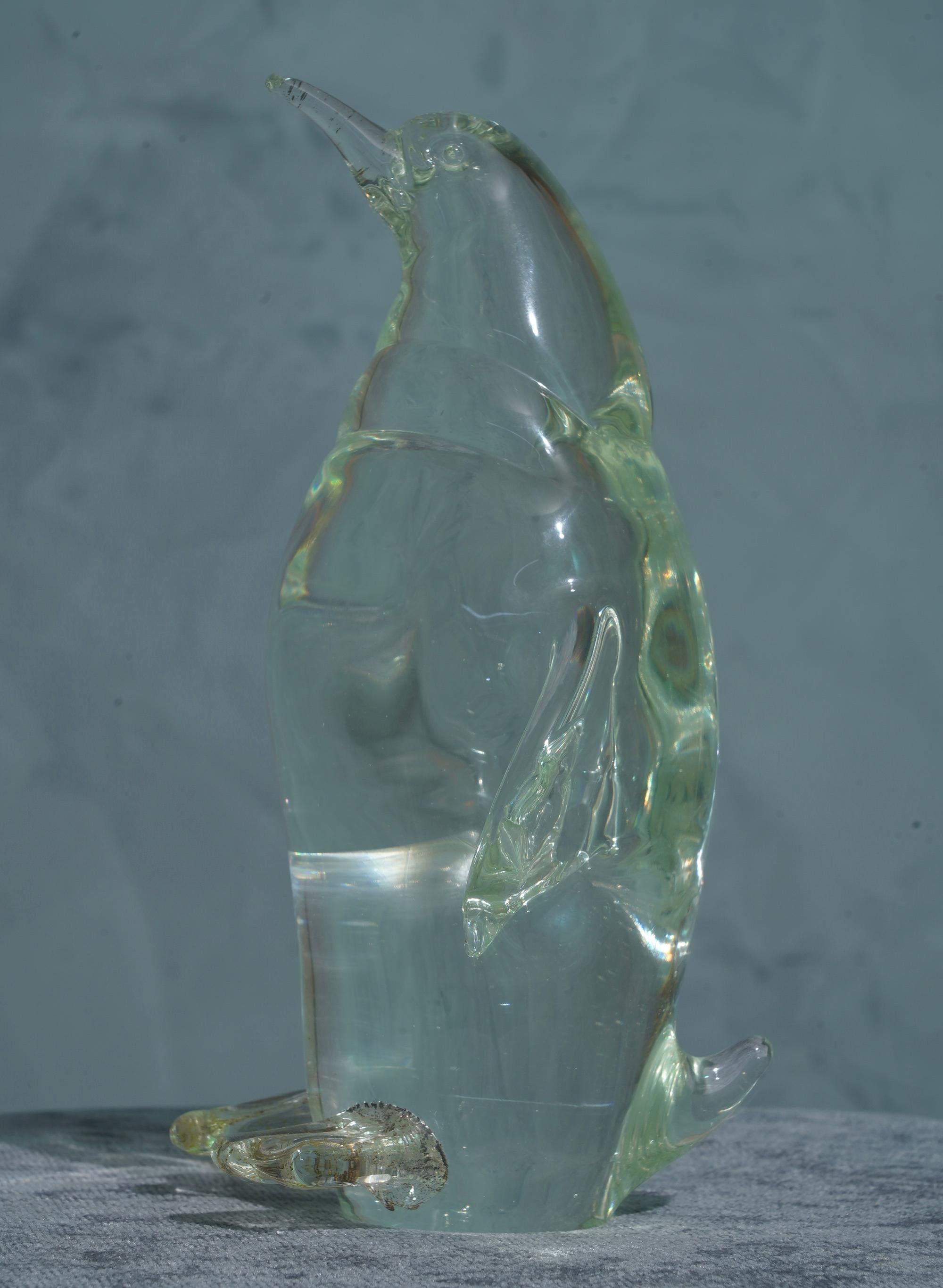Italian Murano Glass Penguin Sculpture, 1980 For Sale