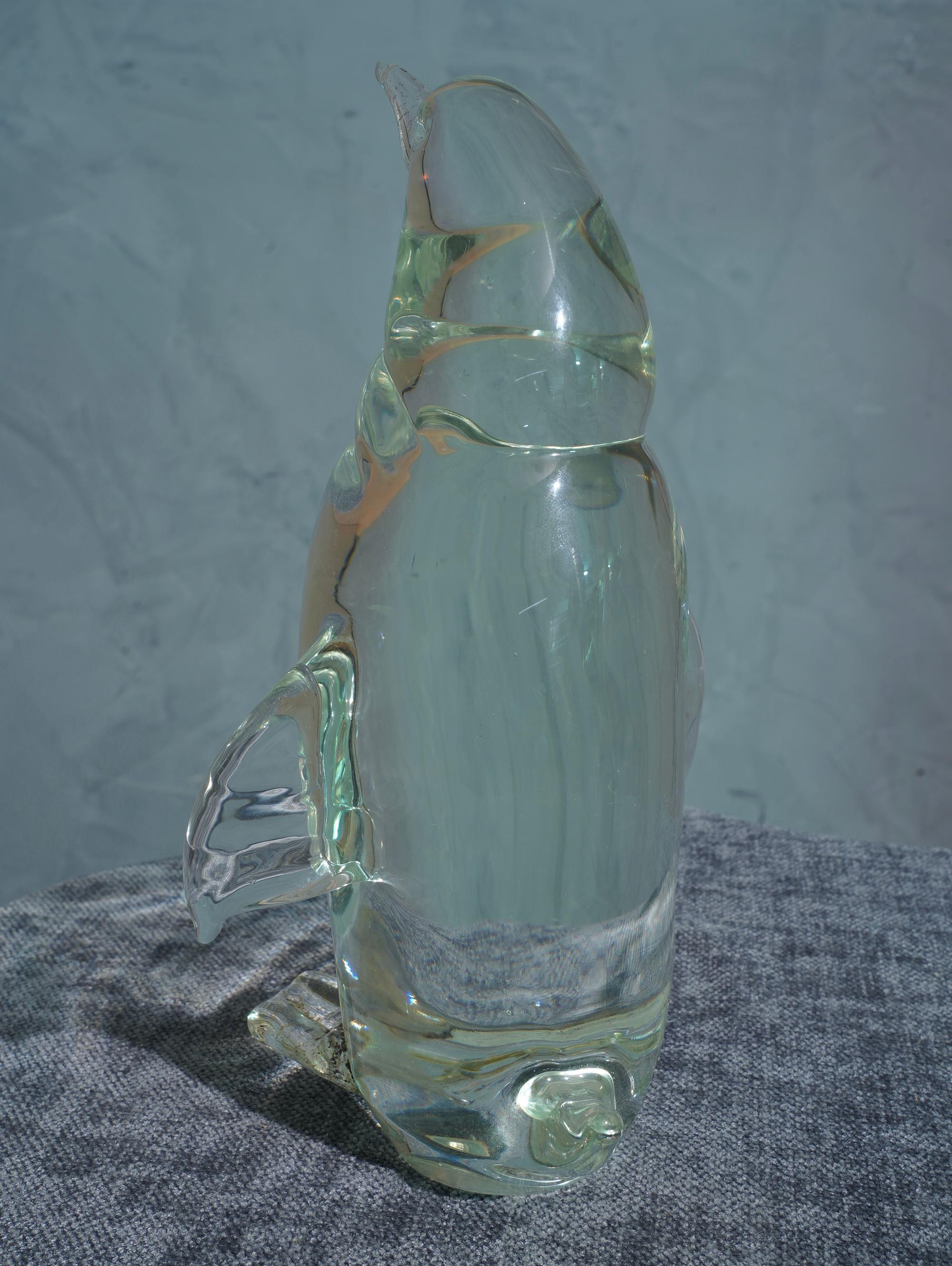 Late 20th Century Murano Glass Penguin Sculpture, 1980 For Sale