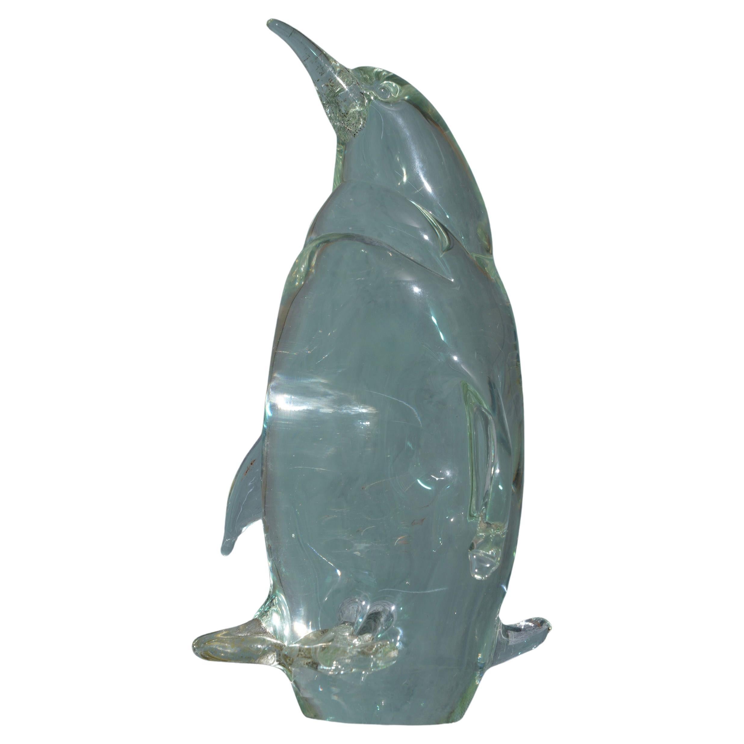 Escultura de pingüino de cristal de Murano, 1980