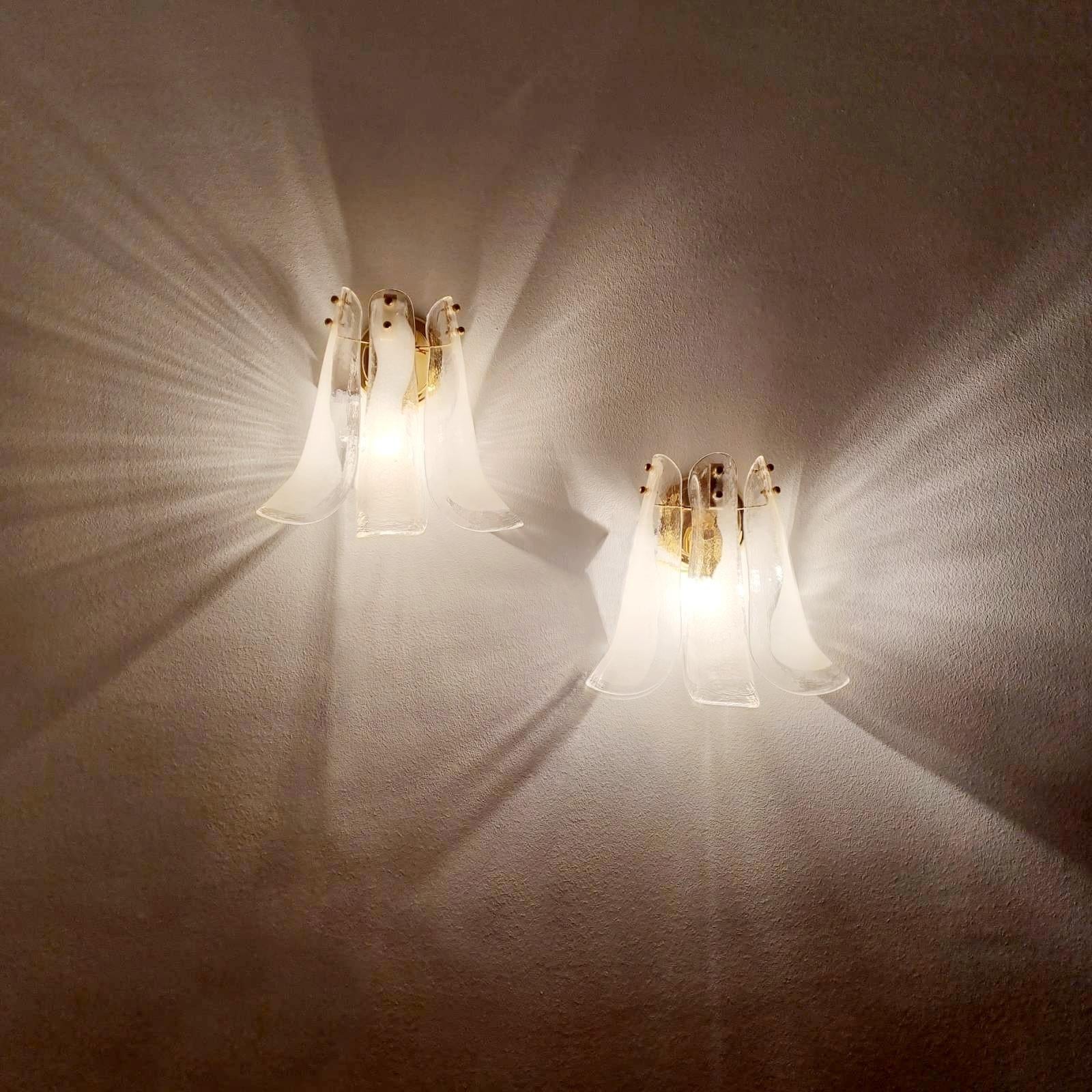 Murano Glass Petal Wall Sconces, Carlo Nason, Italy 80s, Pair 3