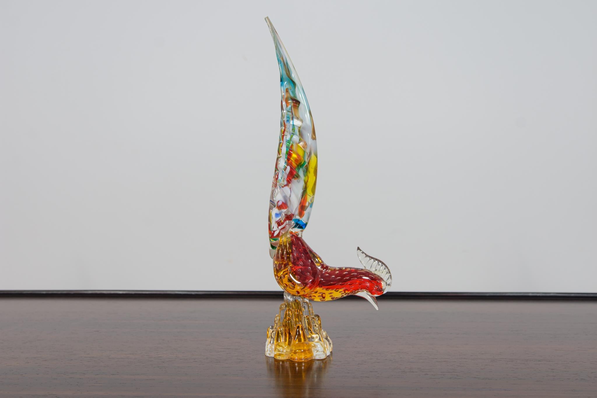 Mid-20th Century Murano glass pheasant figurine, Italy, 1960s For Sale