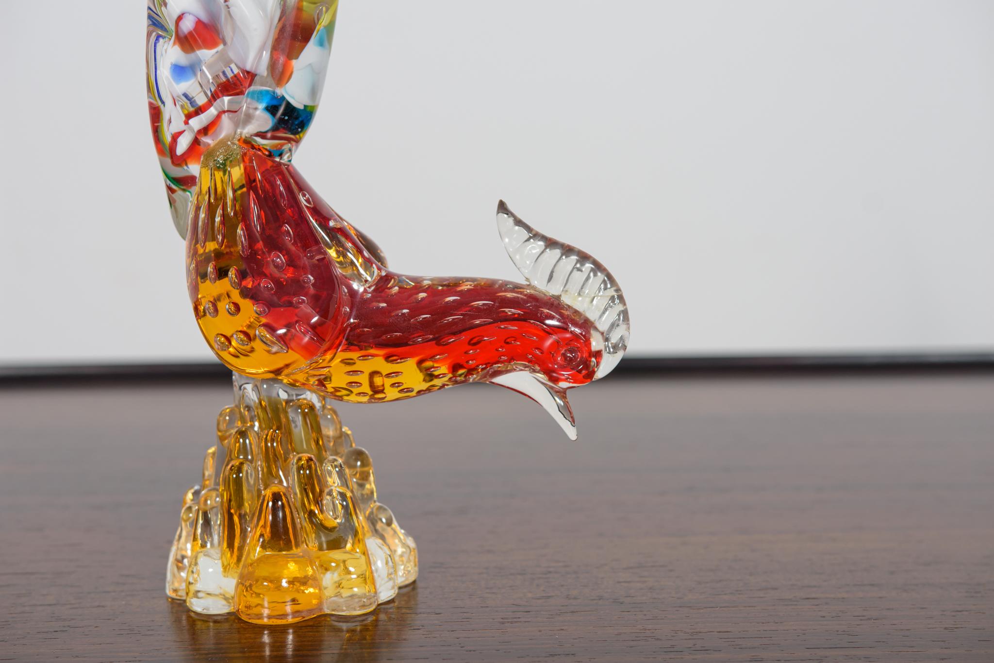 Glass Murano glass pheasant figurine, Italy, 1960s For Sale