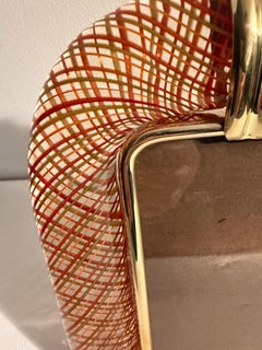 Murano Glass Photo Frame, Filigrana Technique, Red and Orange Design