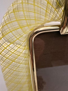 Cadre photo en verre de Murano, design Filigrana jaune et vert, Italie, années 2000