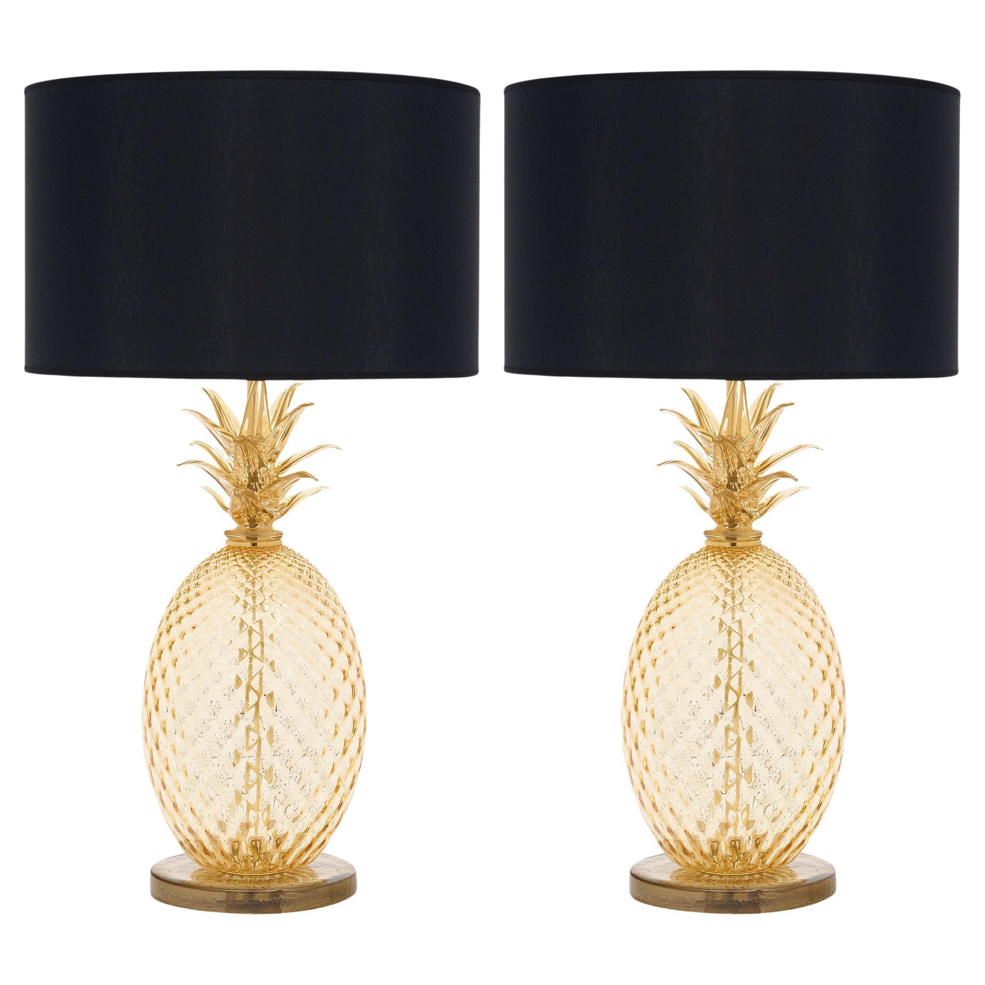 Lampes ananas en verre de Murano