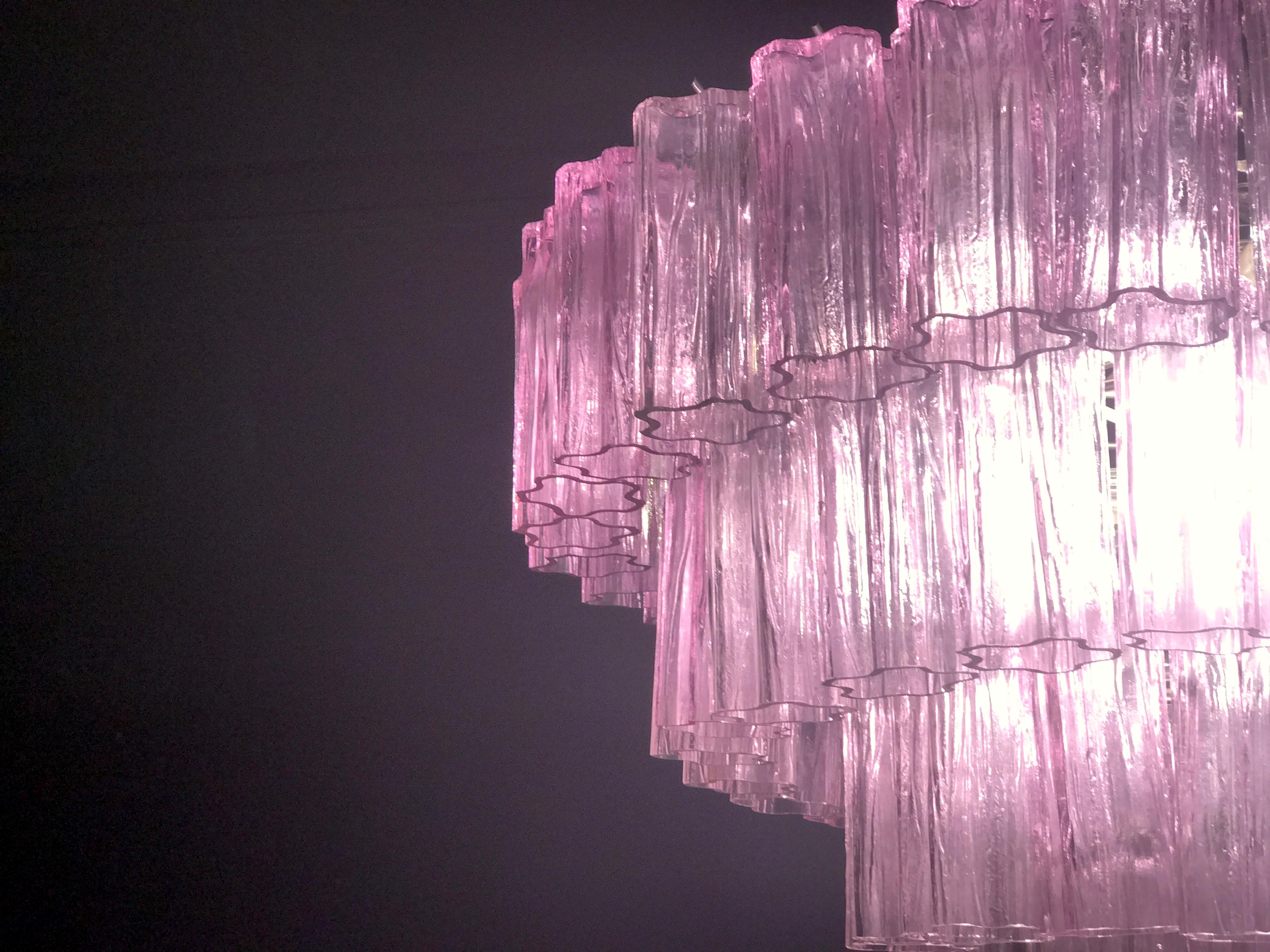Murano Glass pink Amethyst  Tronchi Chandelier, 1970 For Sale 3