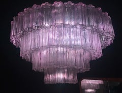 Vetro di Murano rosa Ametista  Lampadario Tronchi, 1970