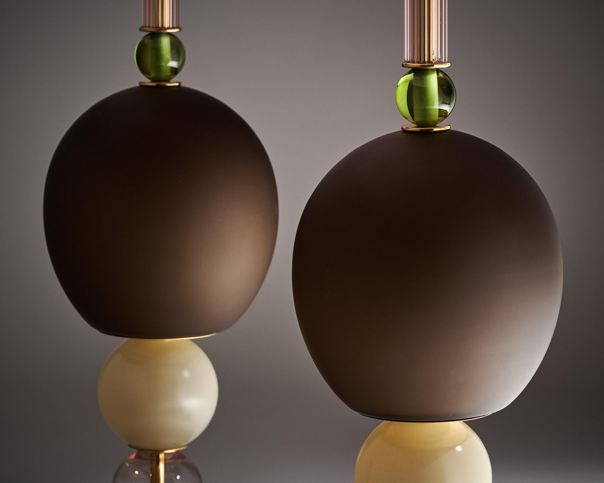 Italiano Lampade di Murano in vetro rosa e verde in vendita
