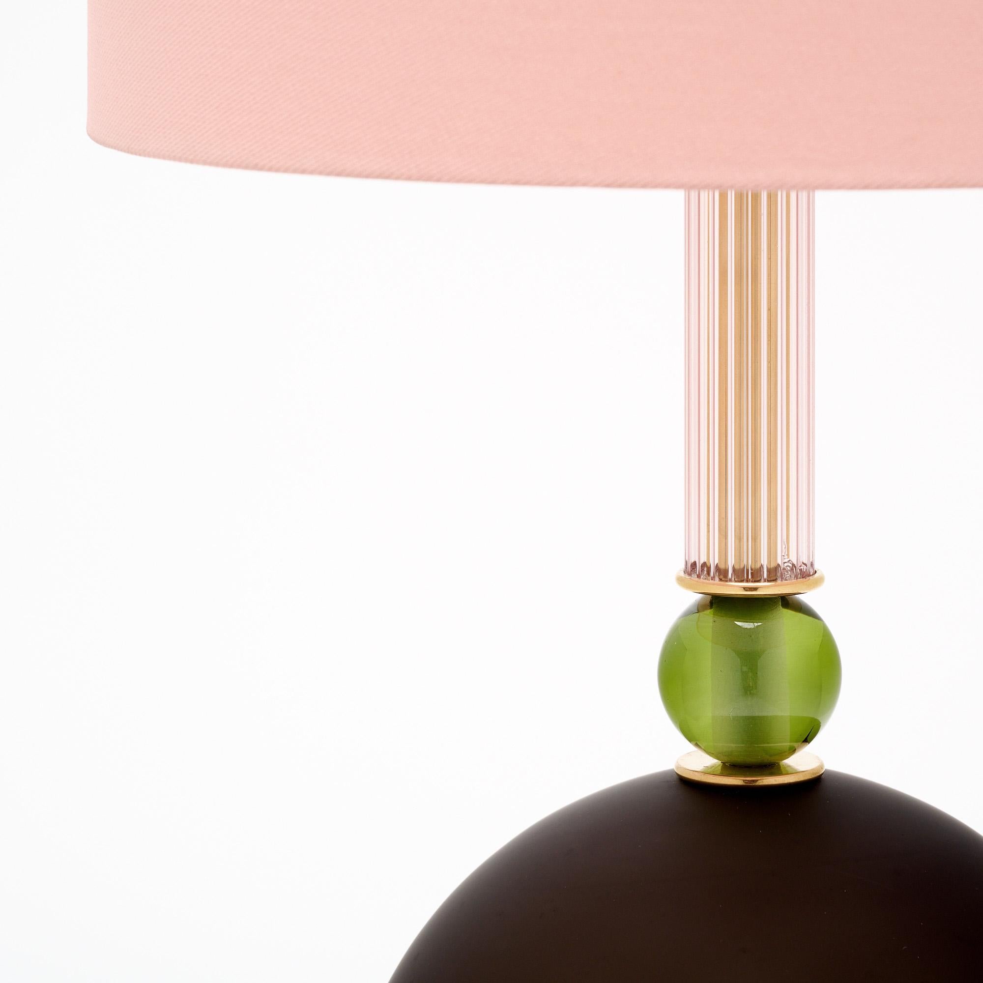 Ottone Lampade di Murano in vetro rosa e verde in vendita