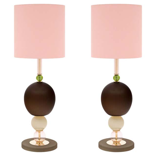Pink and Black Murano Glass Lamps For Sale at 1stDibs