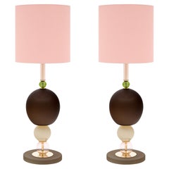 Murano Glass Pink and Green Lamps