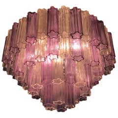 Murano Glass Pink and Ice Tronchi Chandeliers by Toni Zuccheri for Venini, 1960