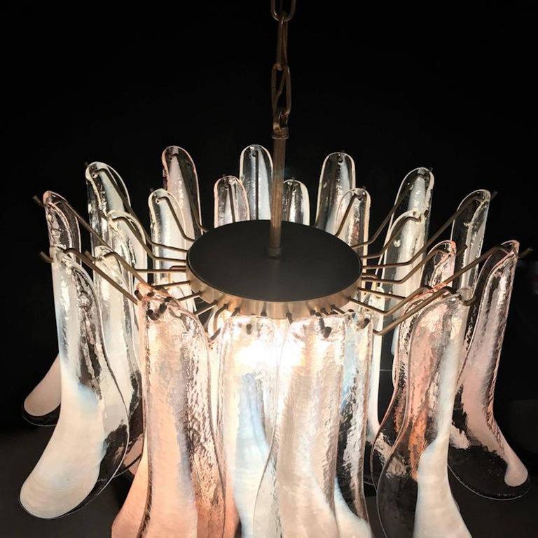 Murano Glass Pink and White Lattimo Chandelier by Mazzega, 1980s For Sale 2