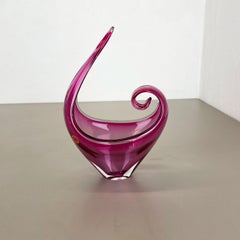 Murano Glass "Pink" Bowl Element Shell Flavio Poli attrib., Murano, Italy, 1970s