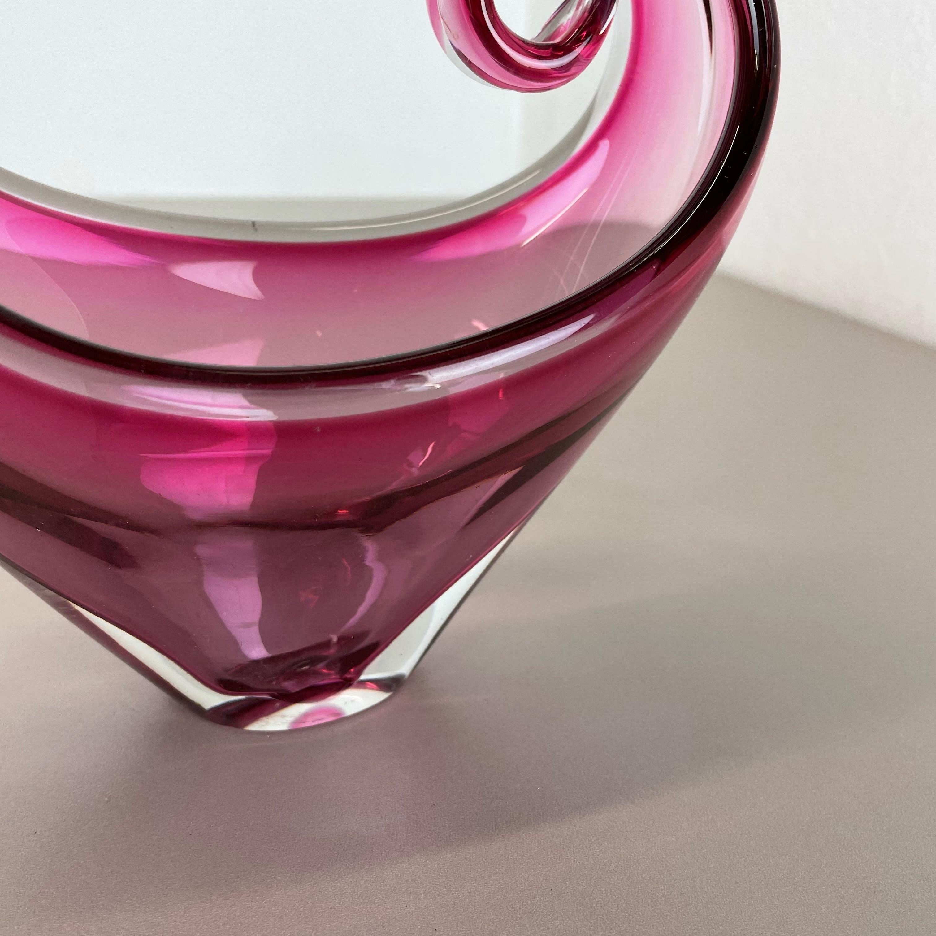 Schalenelement Rosa aus Muranoglas, Flavio Poli zugeschrieben, Murano, Italien, 1970er Jahre im Angebot 1