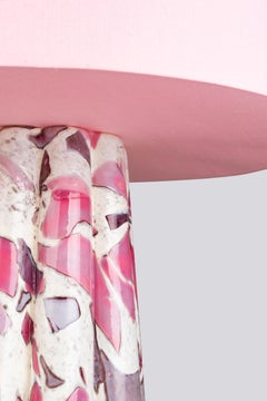 Murano Glass Pink Bucket Lamp with Cotton Lampshade by Stories of Italy