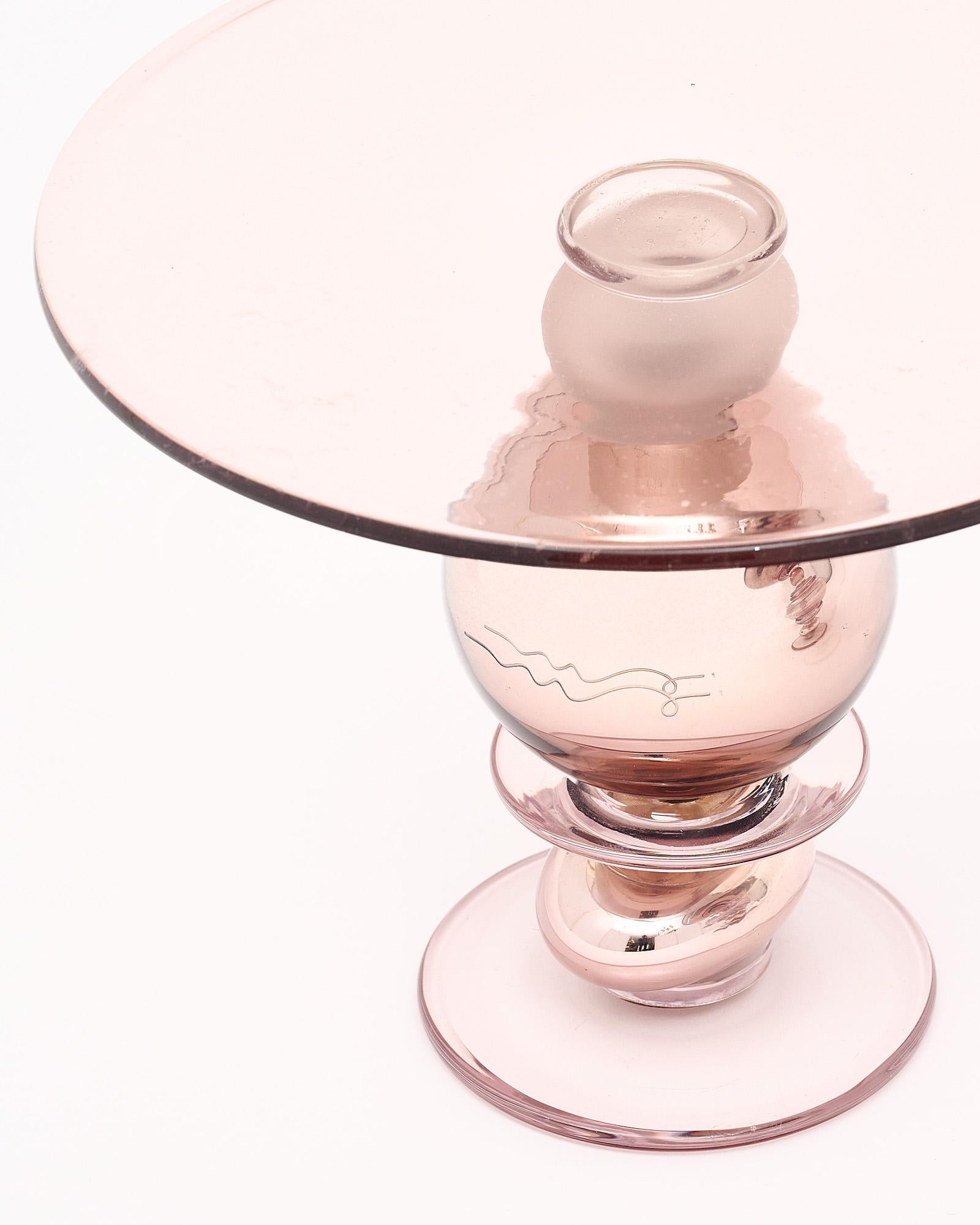 Murano Glass Pink Cake Stands and Candle Sticks 4