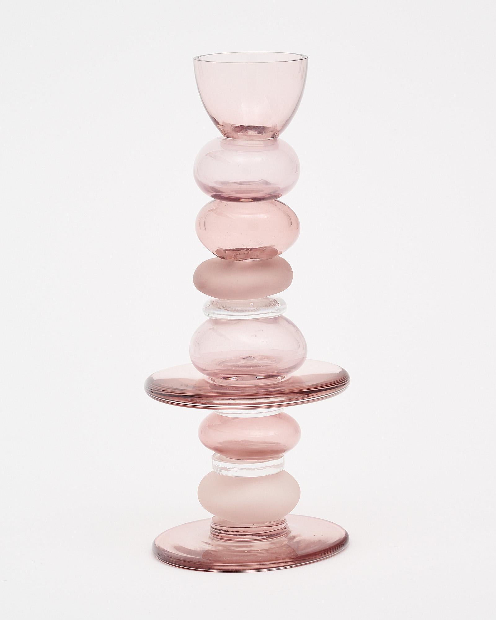 Contemporary Murano Glass Pink Cake Stands and Candle Sticks
