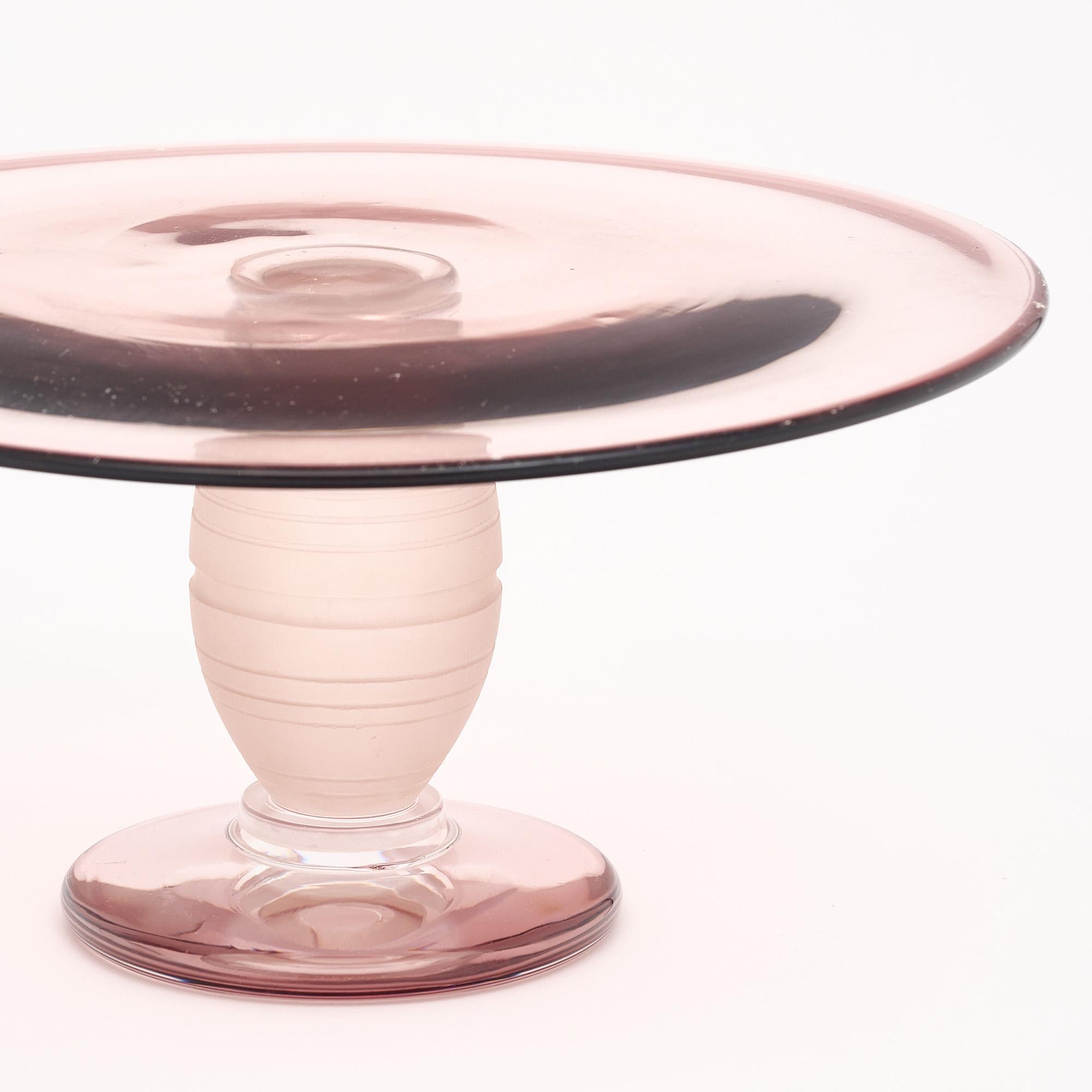 Murano Glass Pink Cake Stands and Candle Sticks 3
