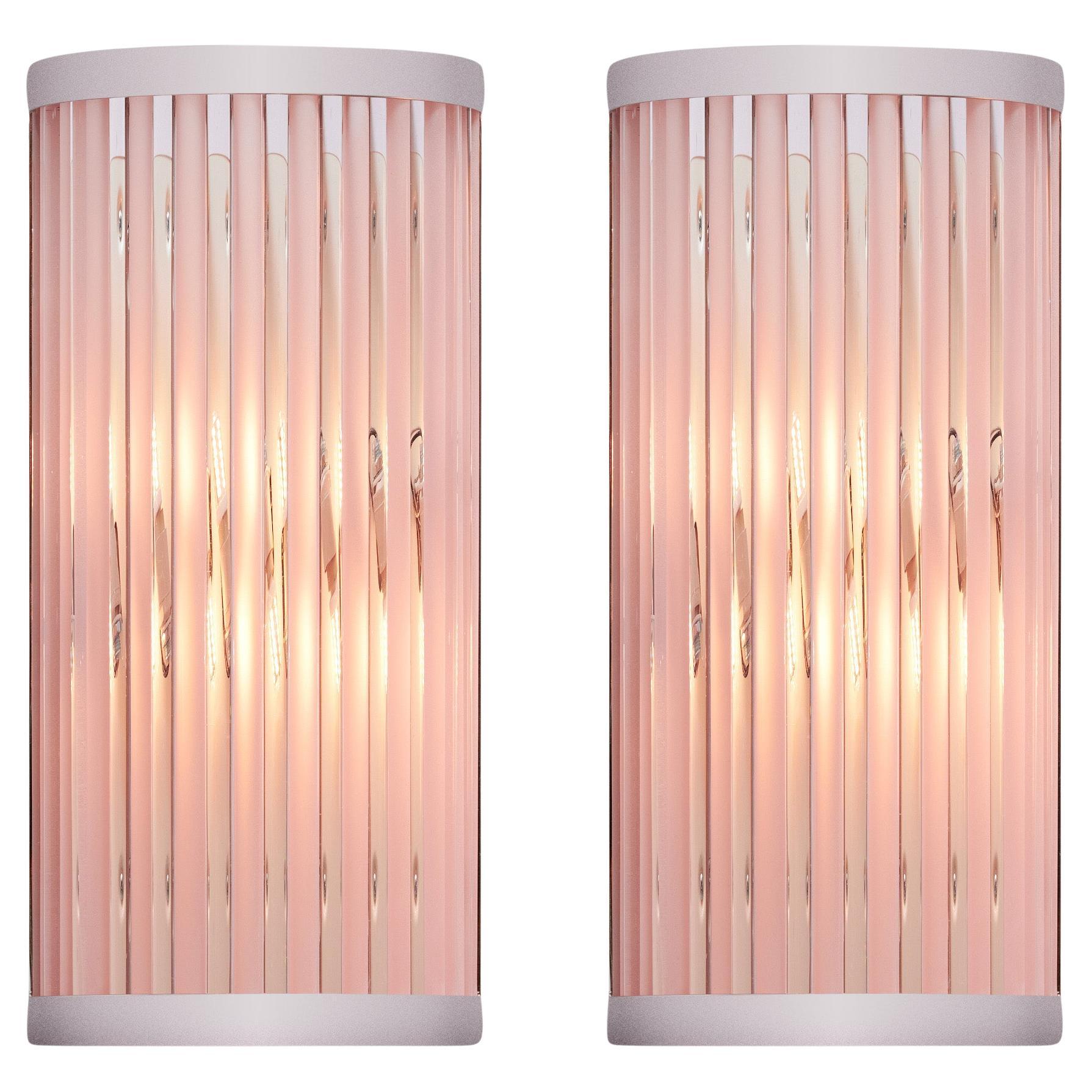 Apliques "Cannette" Rosa de Cristal de Murano