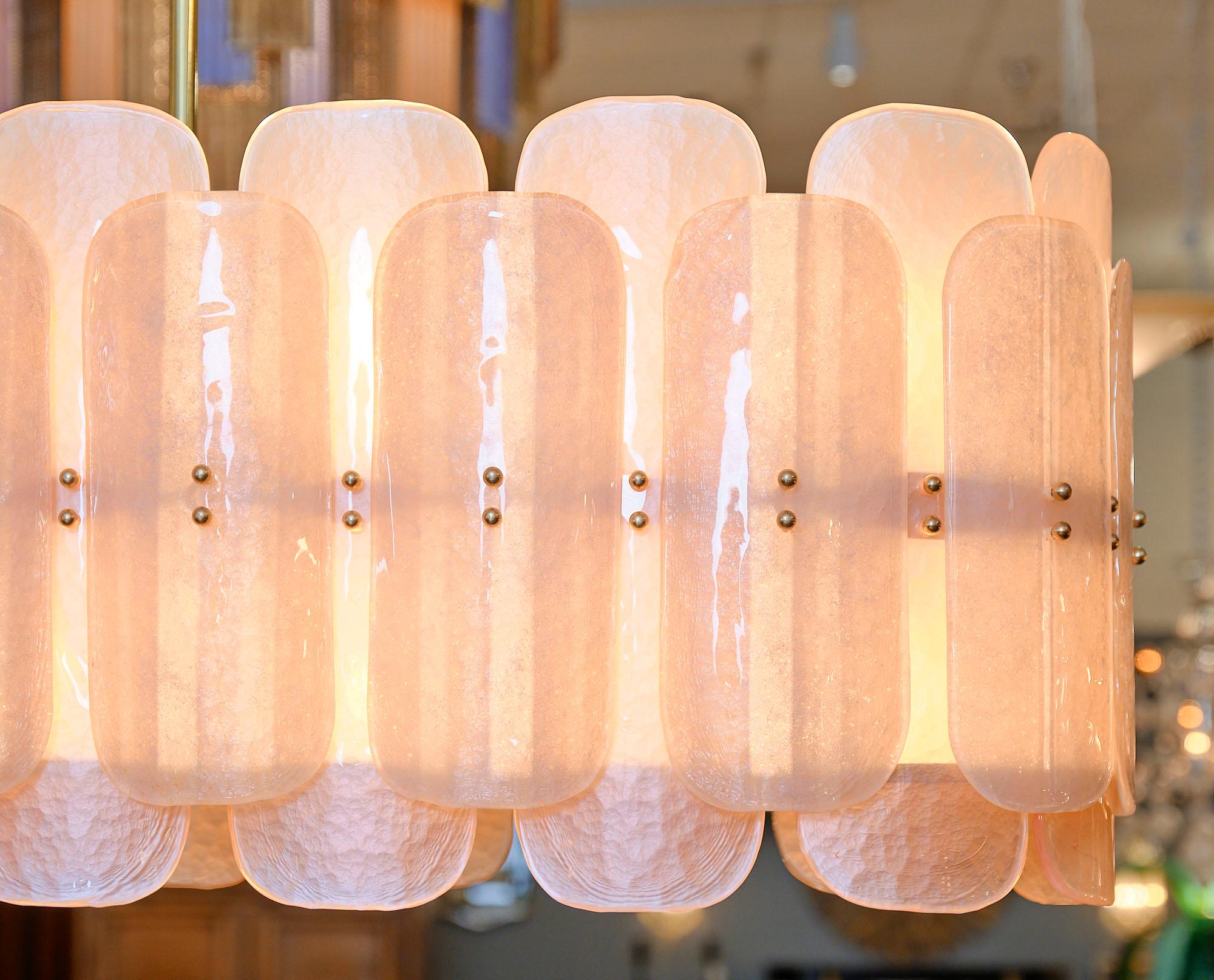Mid-Century Modern Murano Glass Pink Chandelier For Sale