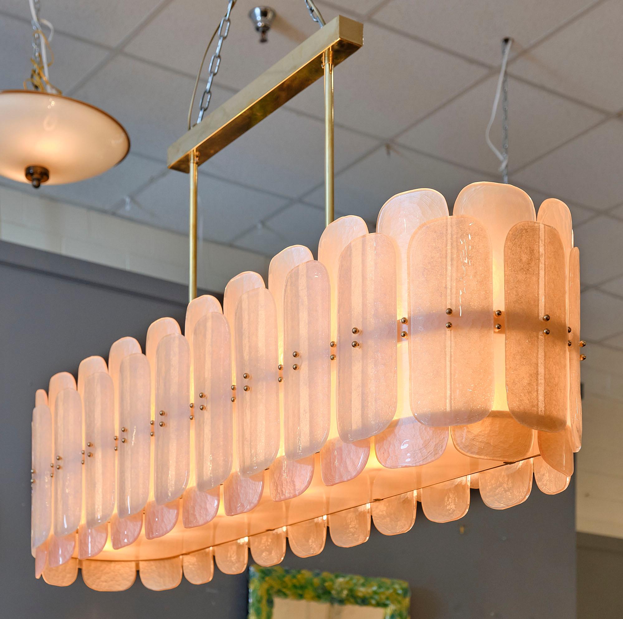 Contemporary Murano Glass Pink Chandelier For Sale