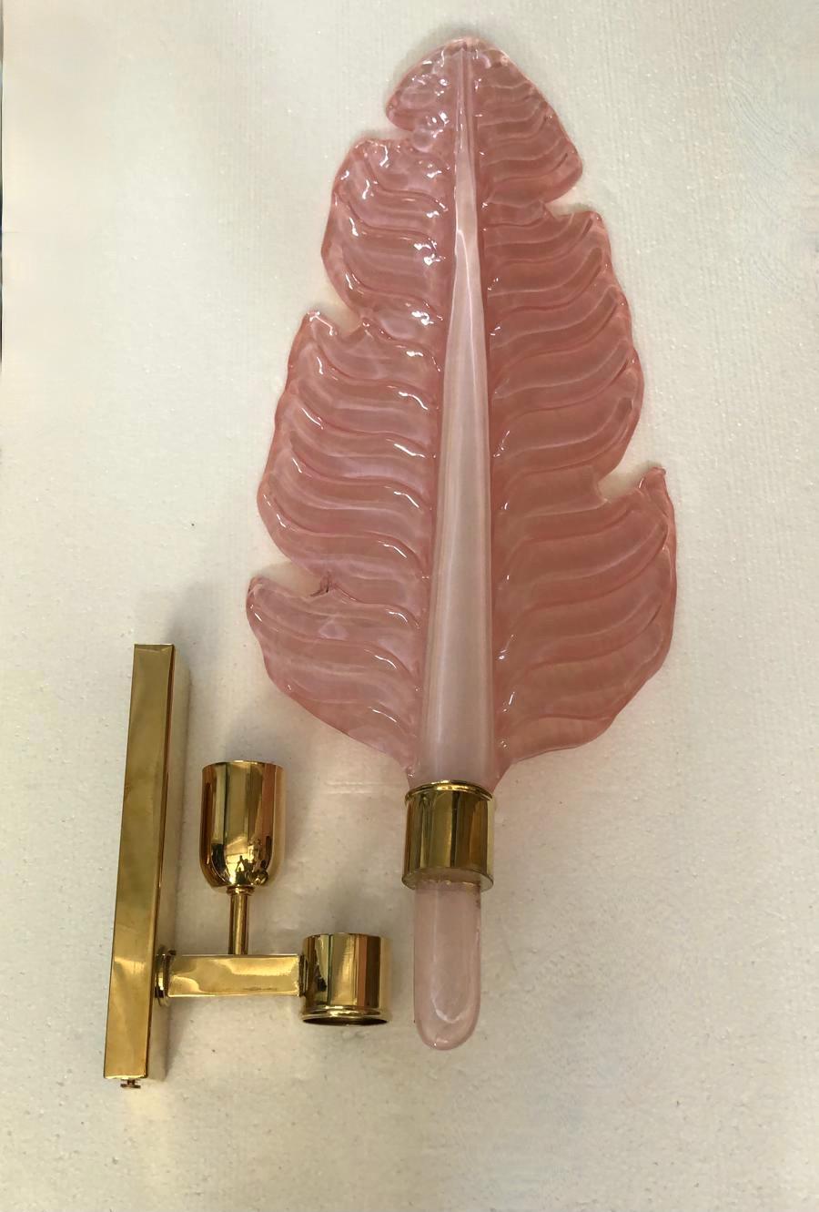 Italian Murano Glass Pink Color Wall Light and Sconces, 1980 For Sale