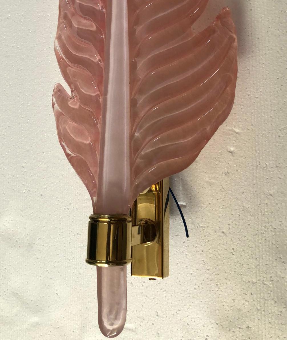 Late 20th Century Murano Glass Pink Color Wall Light and Sconces, 1980 For Sale