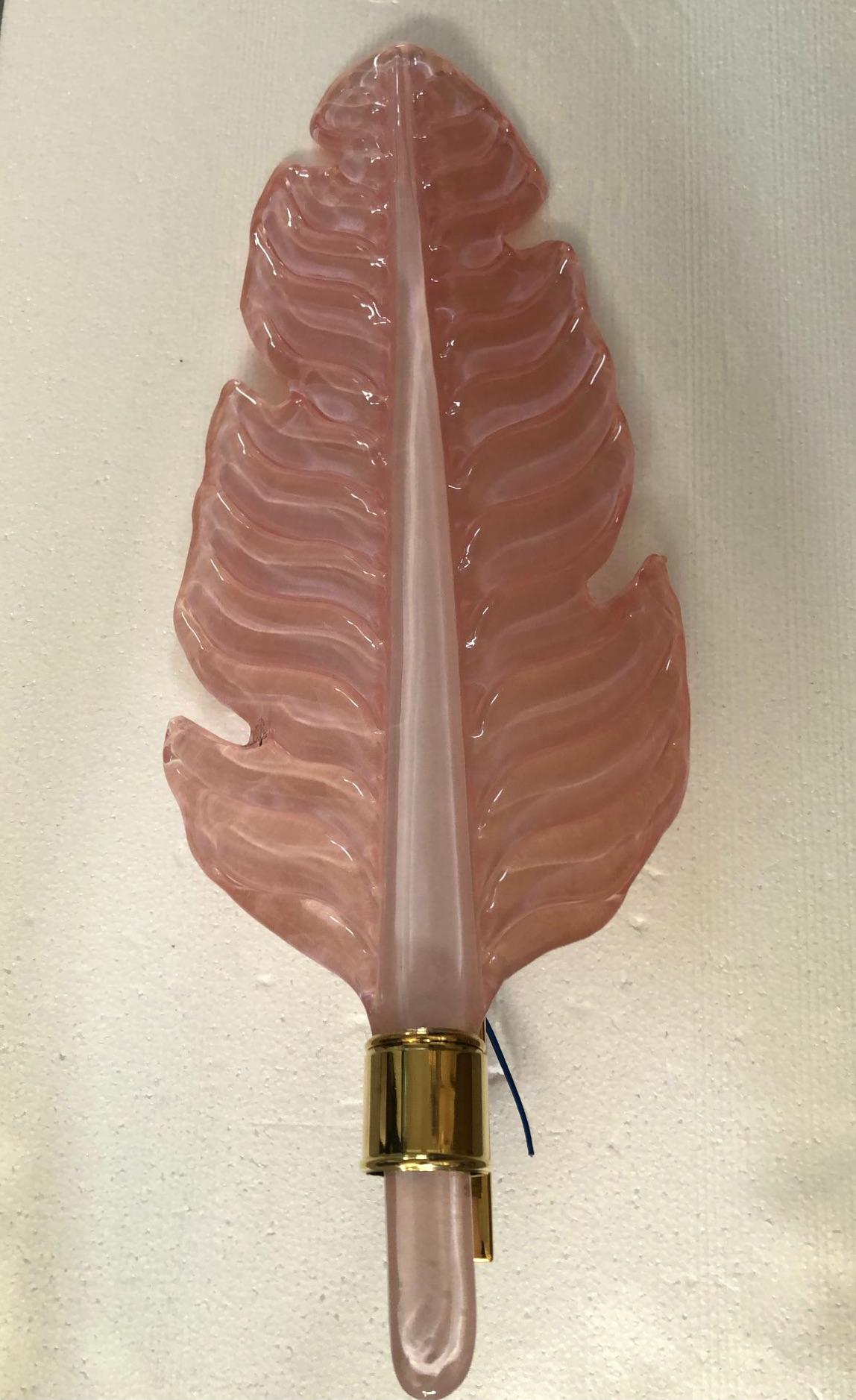 Appliques et éclairages muraux en verre de Murano de couleur rose, 1980 en vente 1