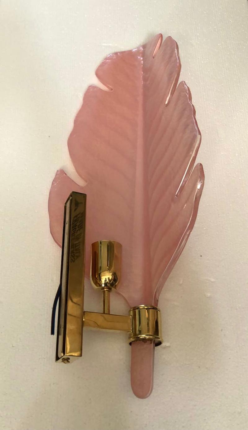 Appliques et éclairages muraux en verre de Murano de couleur rose, 1980 en vente 2