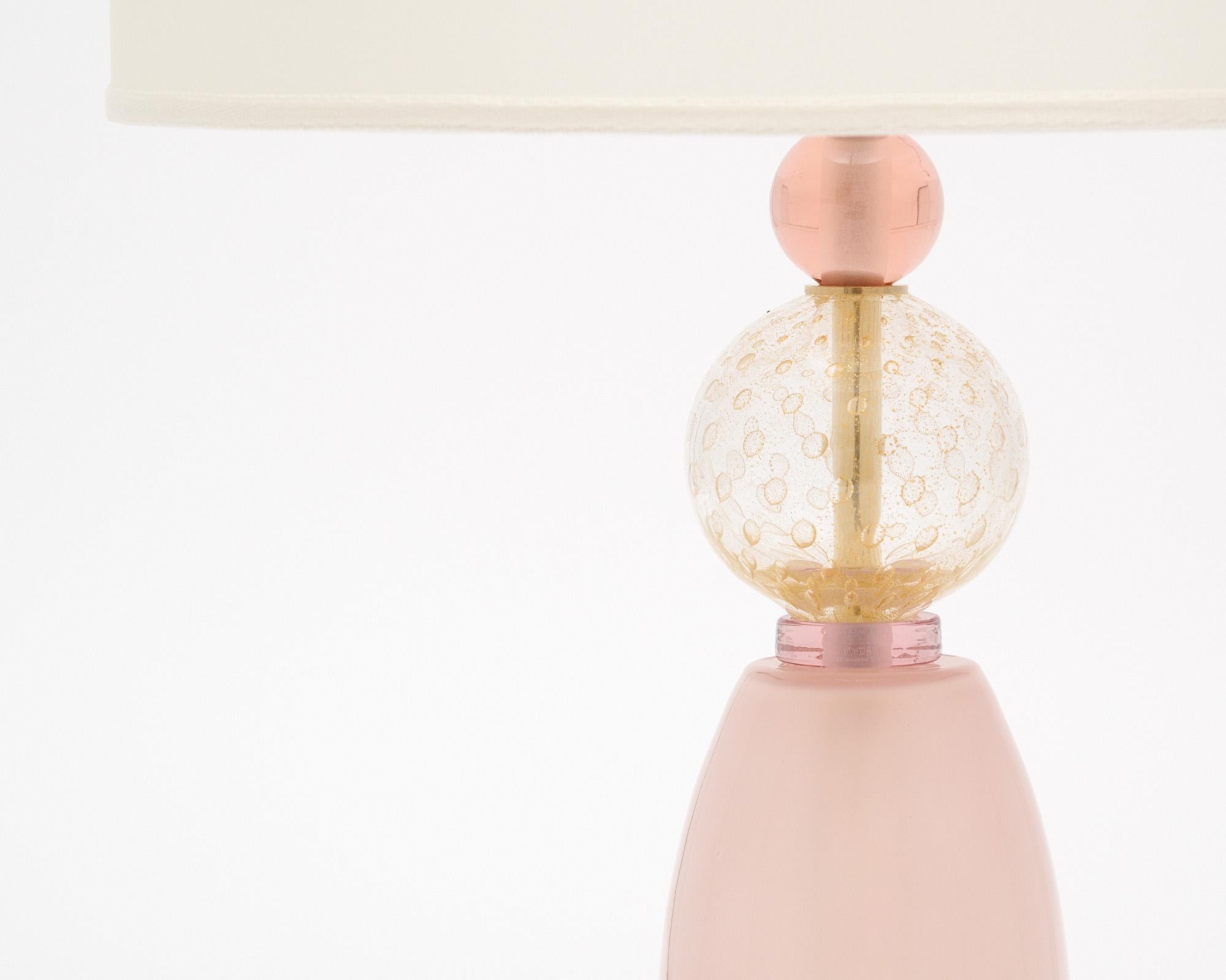 Mid-Century Modern Murano Glass Pink Ettore Sotsass Lamps For Sale