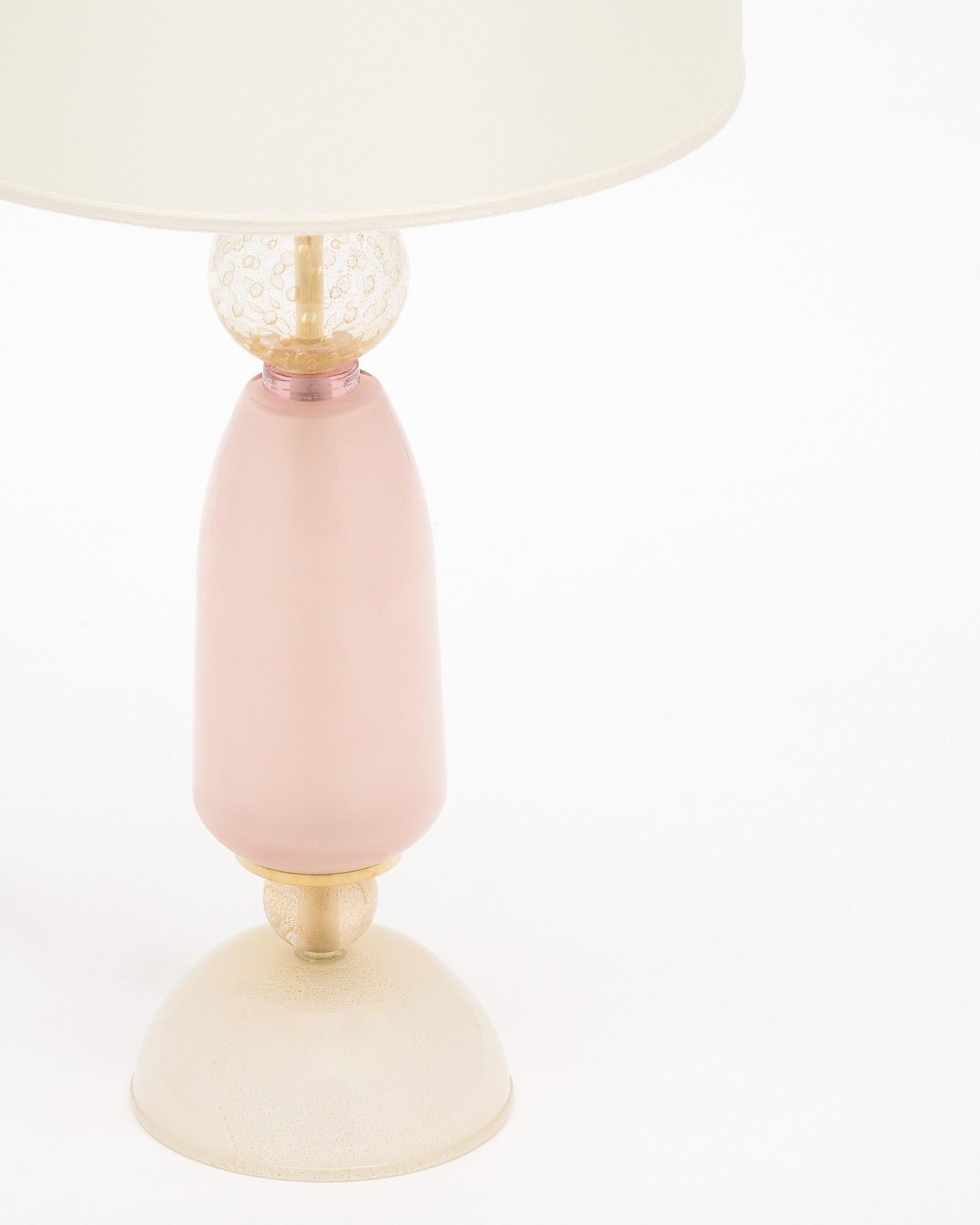 Murano Glass Pink Ettore Sotsass Lamps In Good Condition For Sale In Austin, TX
