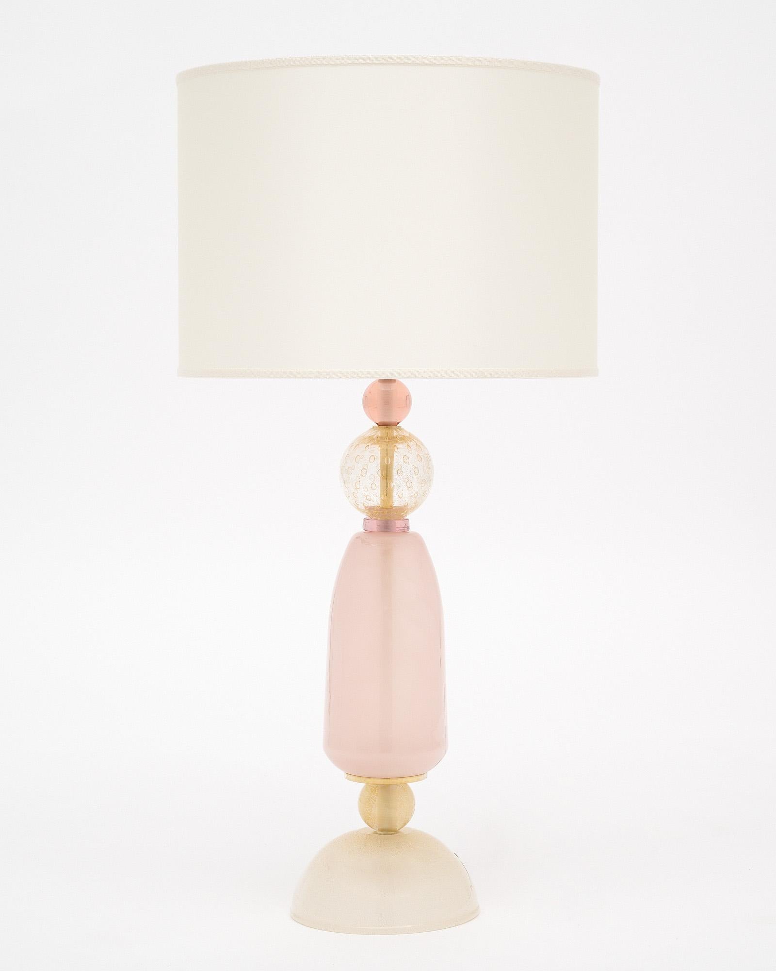 Murano Glass Pink Ettore Sotsass Lamps For Sale 1
