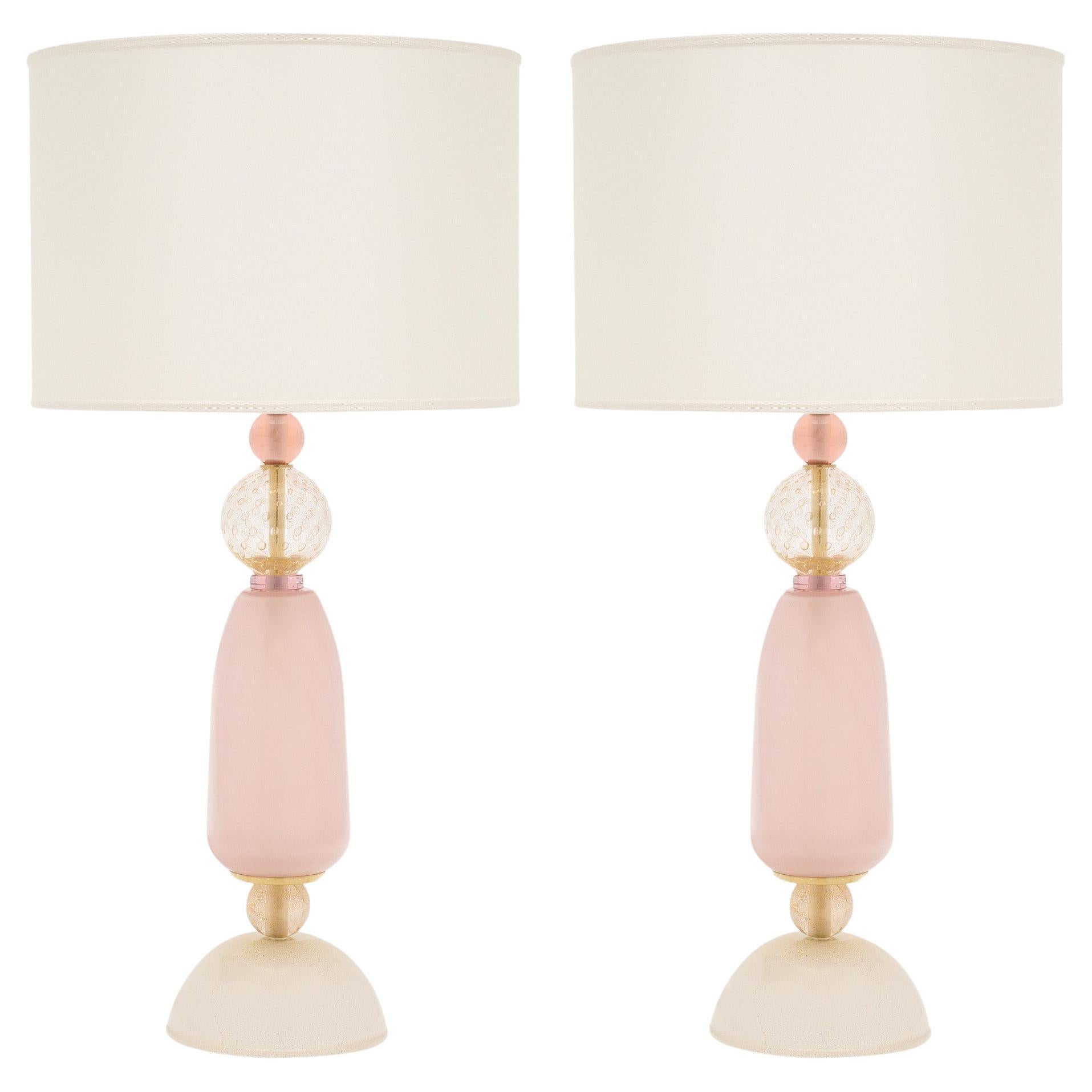 Murano Glass Pink Ettore Sotsass Lamps For Sale